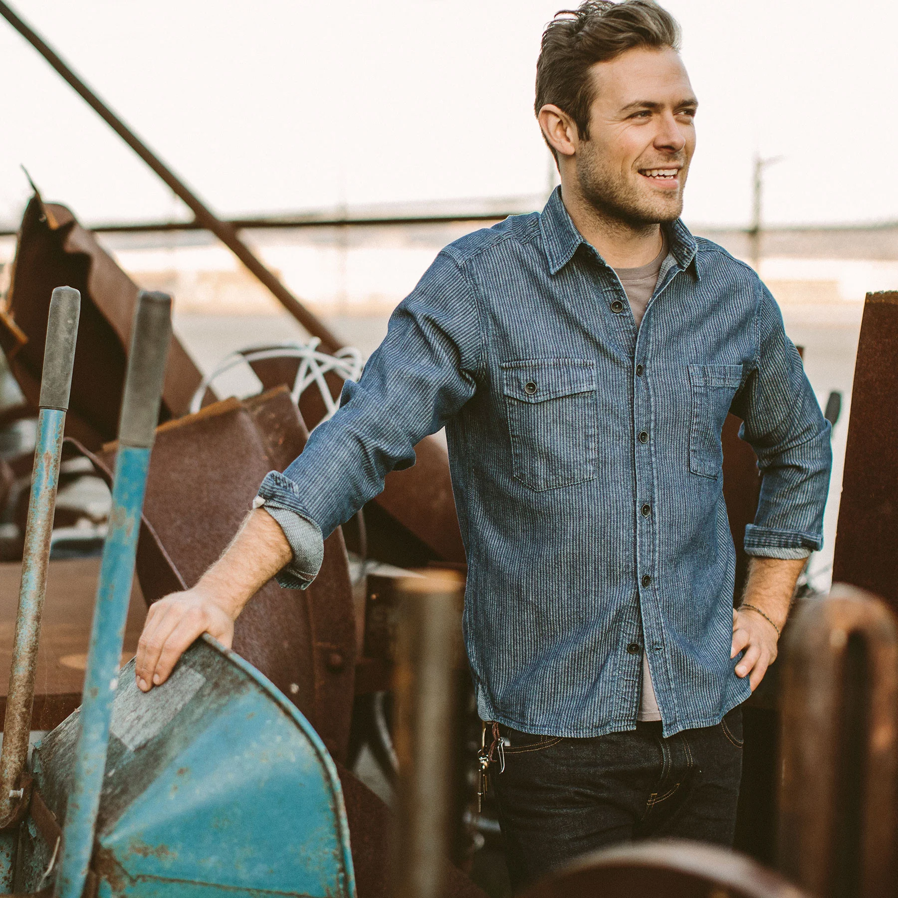 The Utility Shirt in Cone Mills Corded Indigo