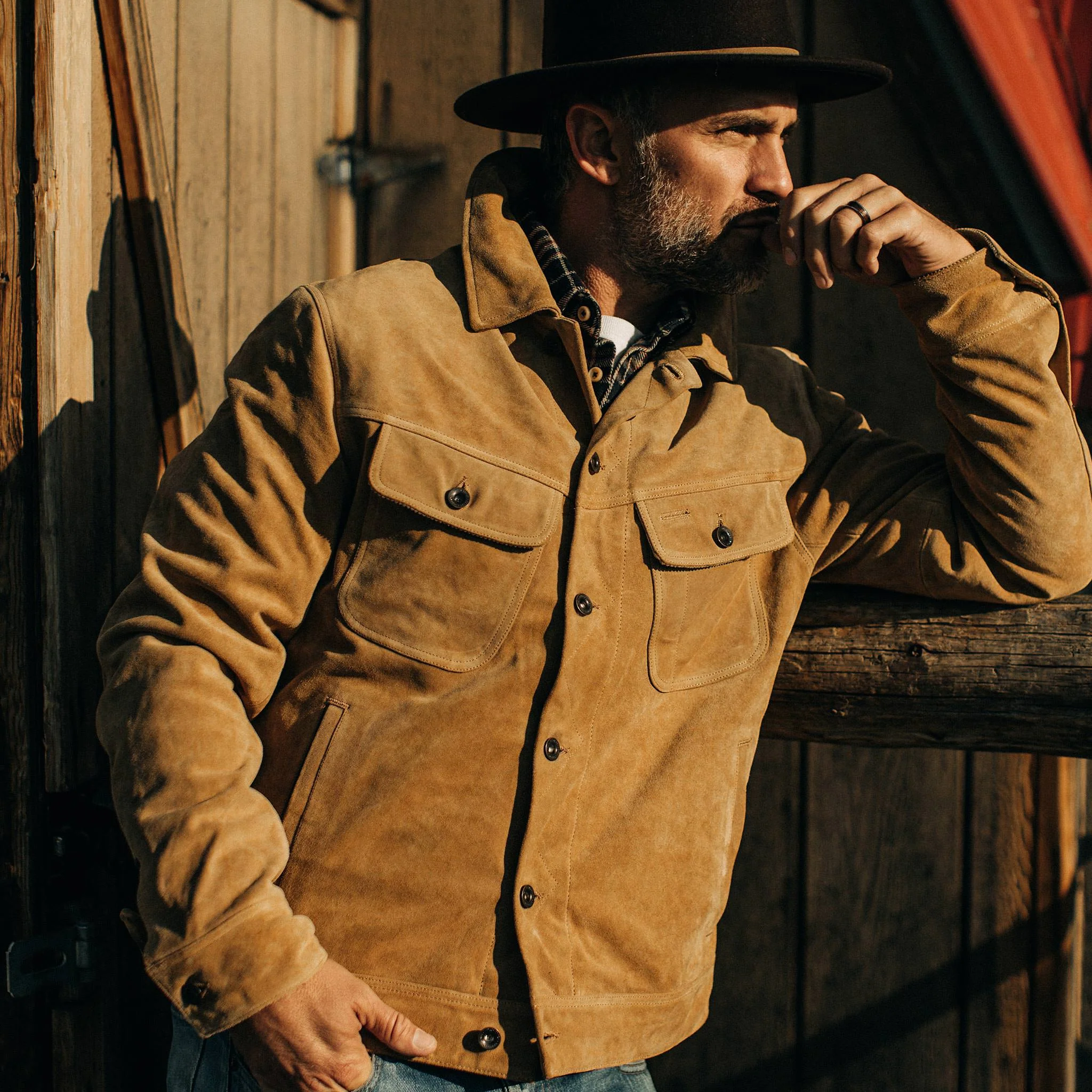 The Lined Long Haul Jacket in Sand Suede