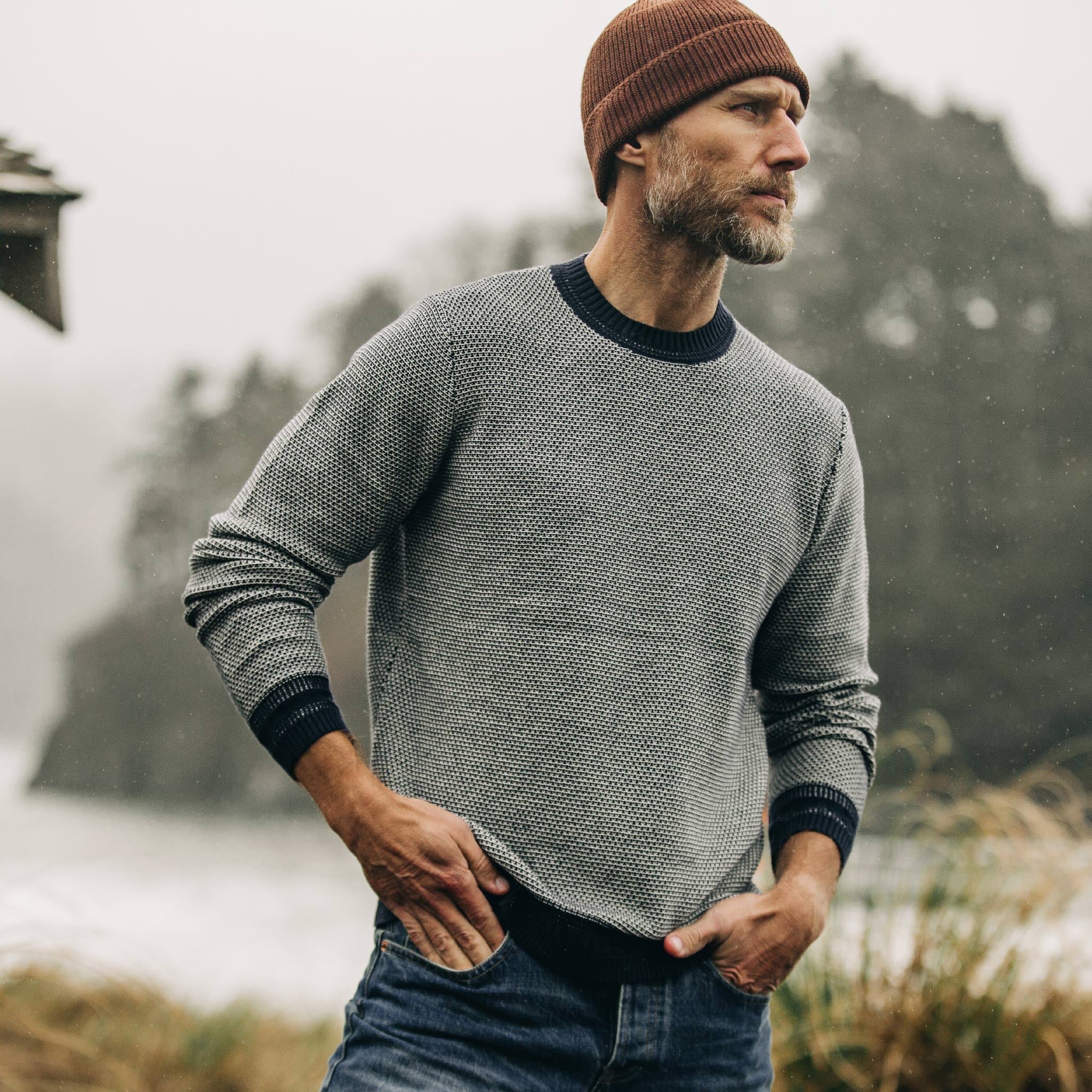 The Brume Sweater in Navy Birdseye