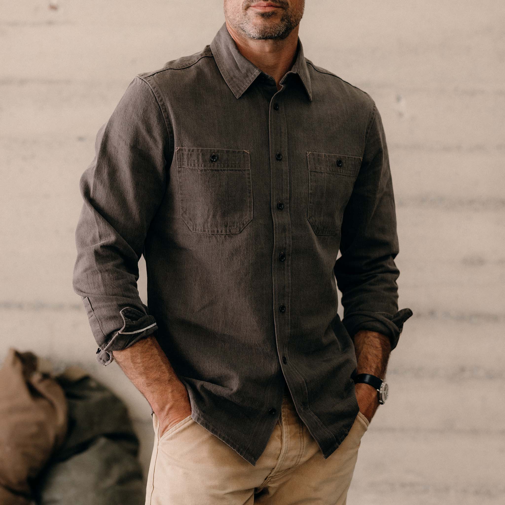 The Utility Shirt in Soil Selvedge Denim
