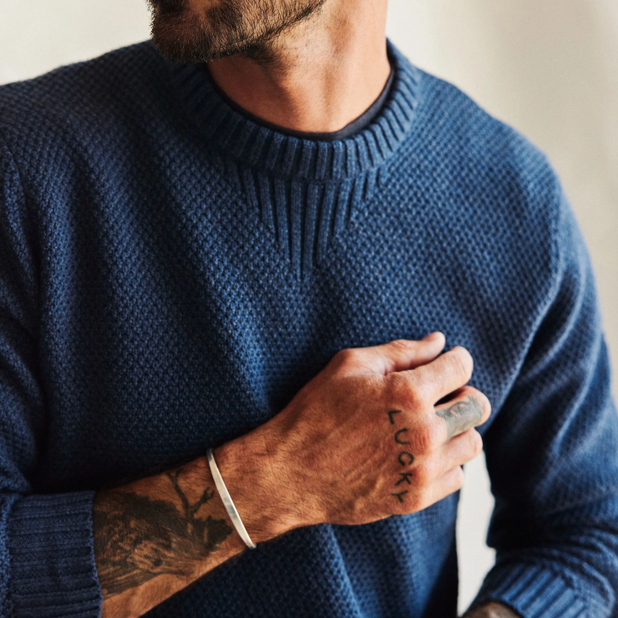 The Russell Sweater in Heather Blue