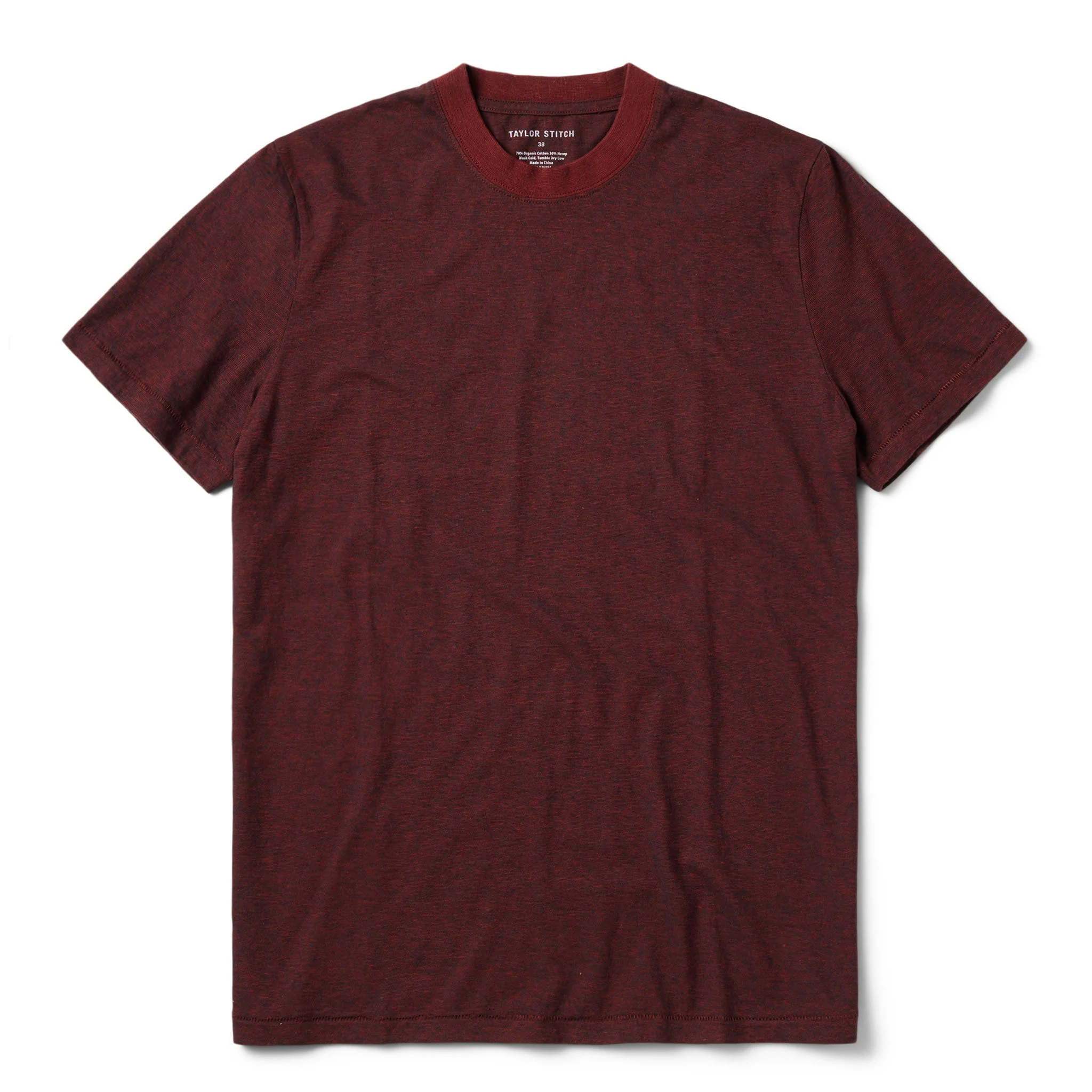 The Cotton Hemp Tee in Rust and Navy Stripe