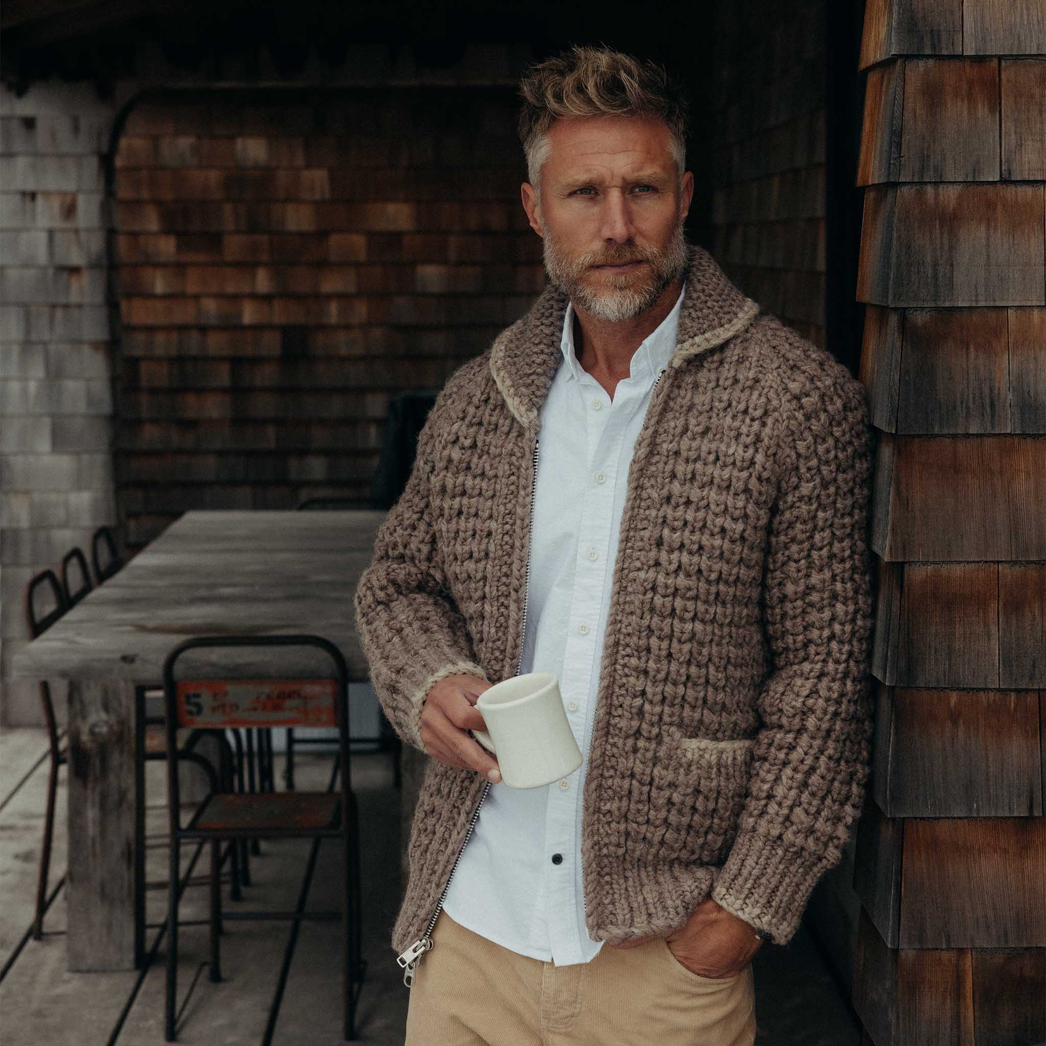 The Seawall Hand-Knit Sweater in Heather Sable