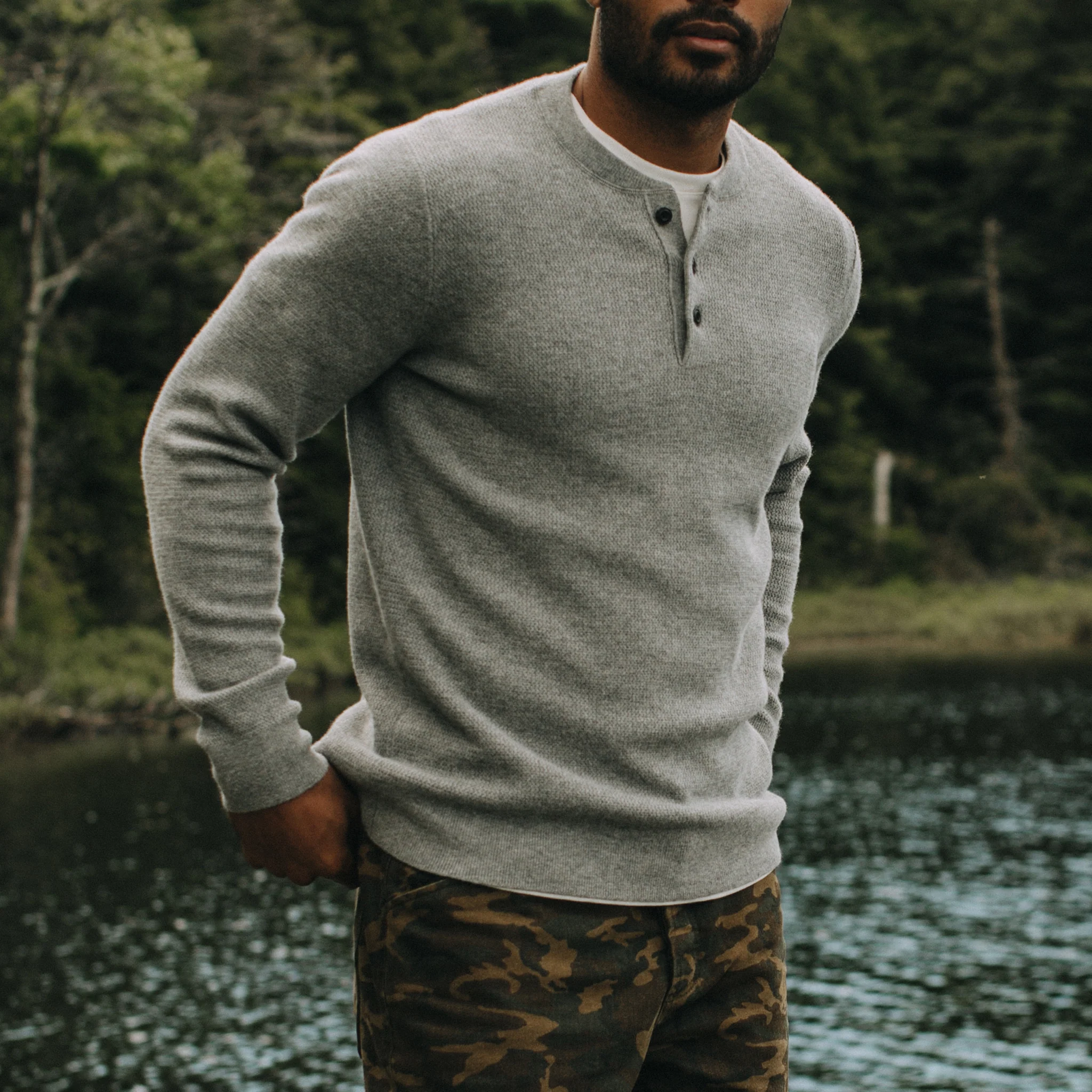 The Hudson Sweater in Heather Grey