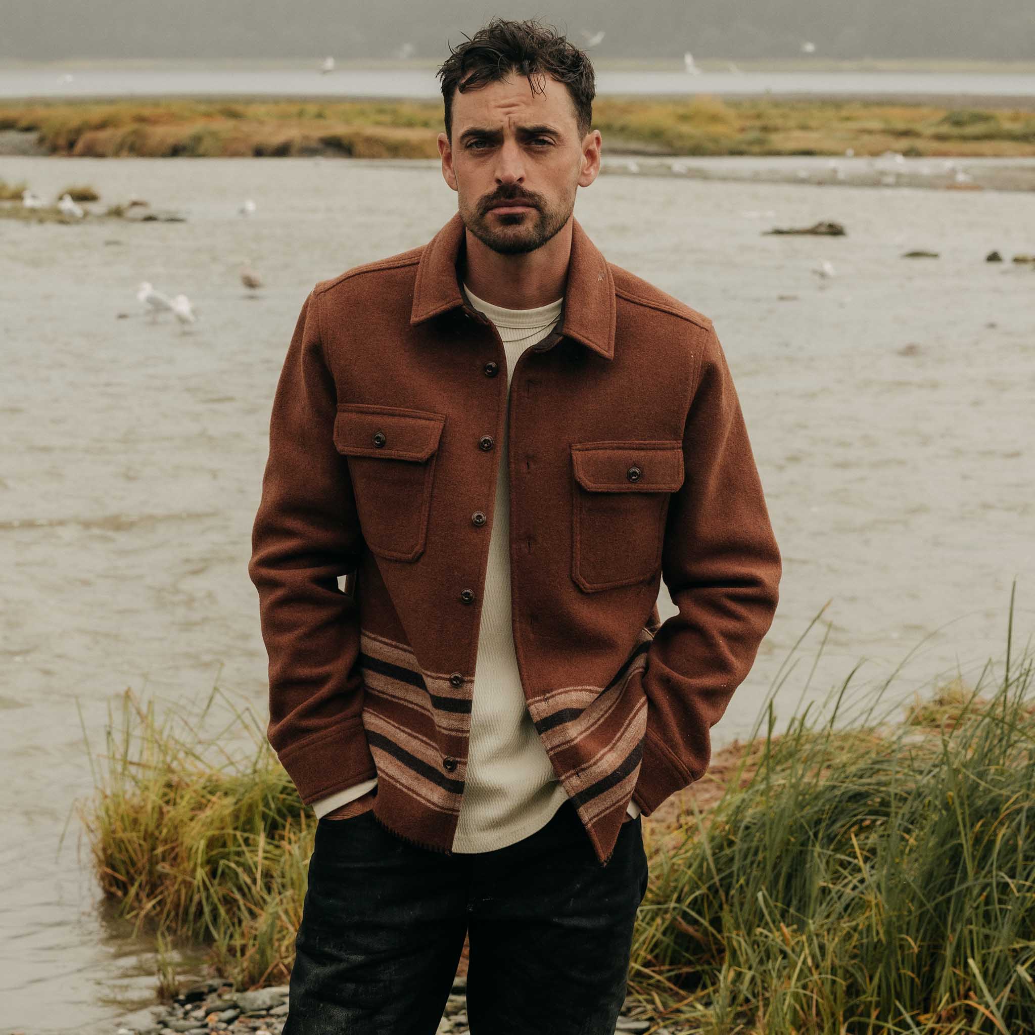 The Ranger Shirt in Tarnished Copper Blanket Stripe