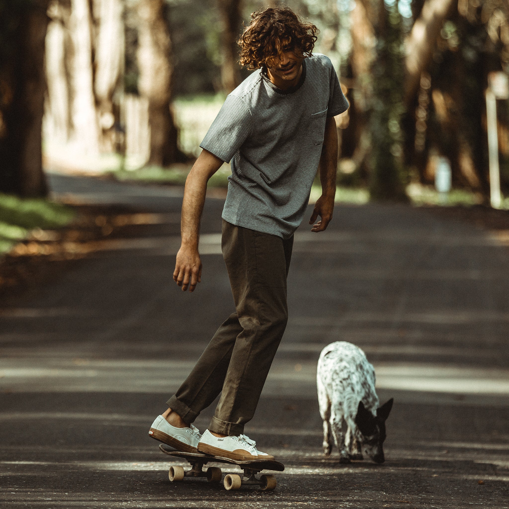 The Heavy Bag Tee in Grey Stripe