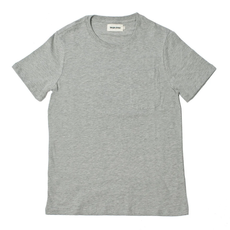 The Crewneck Pocket Tee in Heather Grey