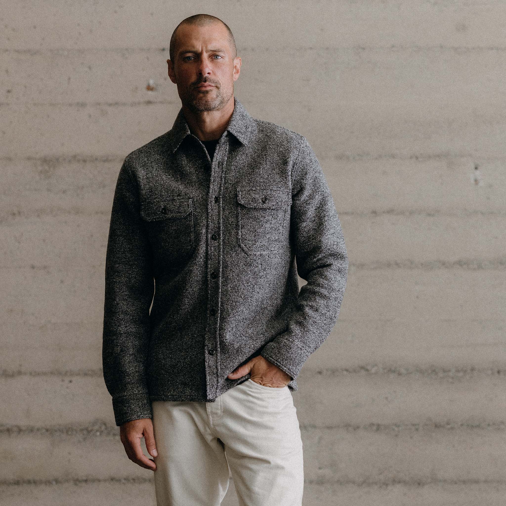 The Connor Overshirt in Heather Ash Boucle