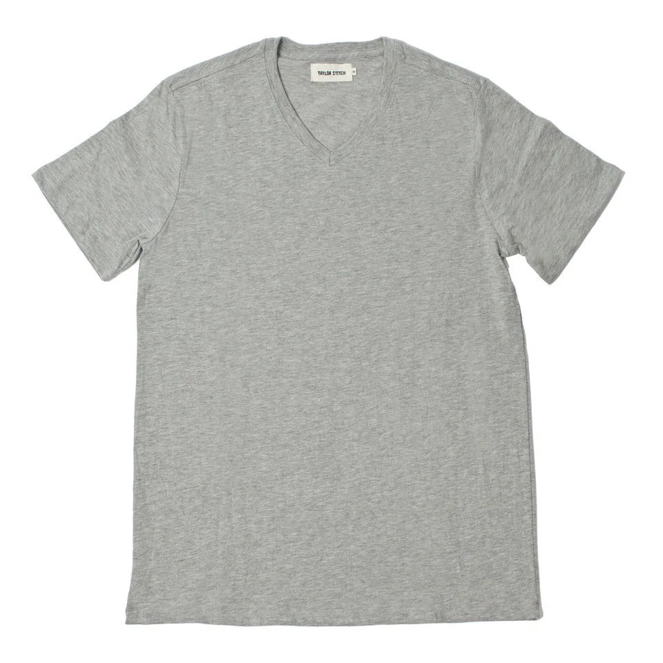 The V-Neck Tee in Heather Grey