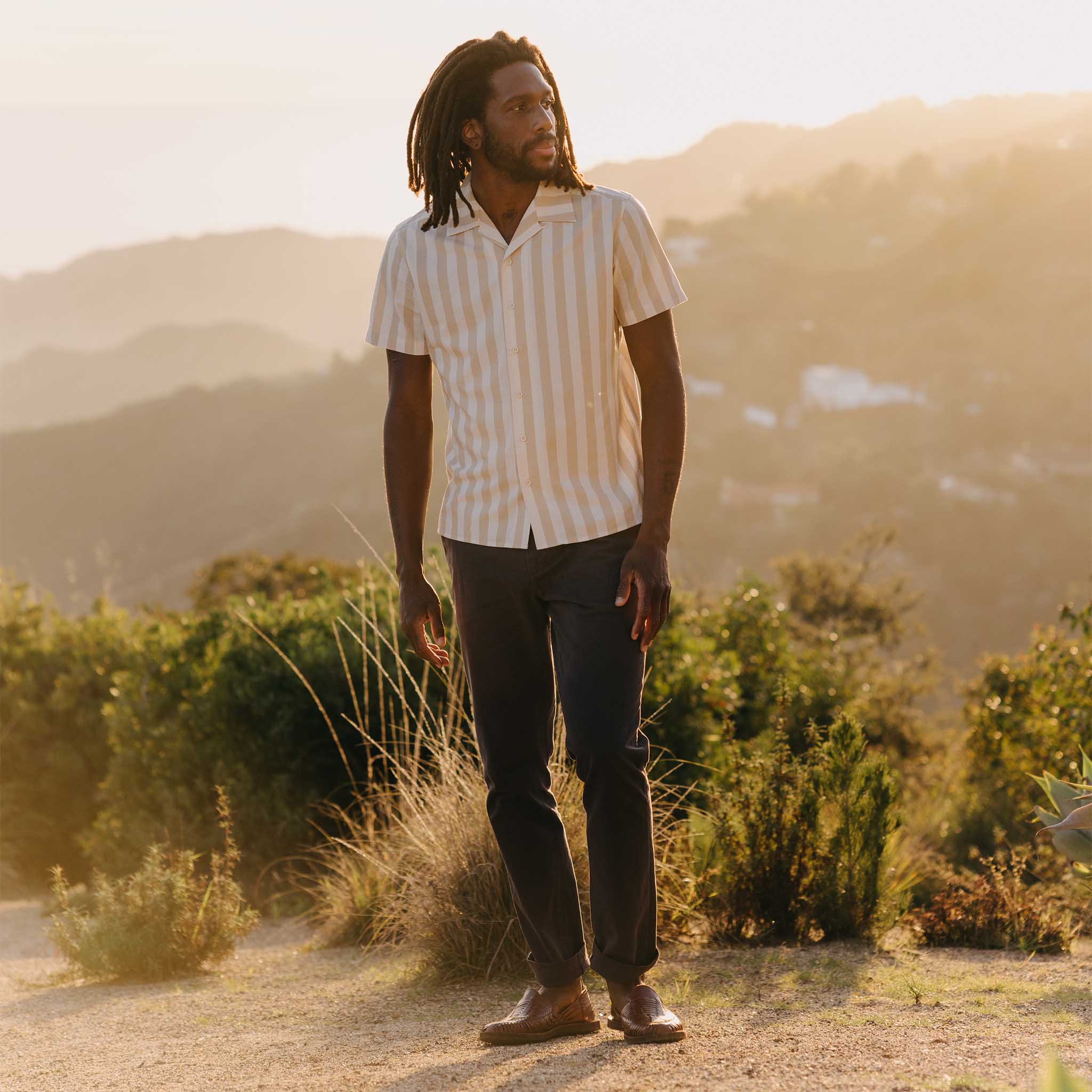 The Short Sleeve Davis Shirt in Sandbar Stripe
