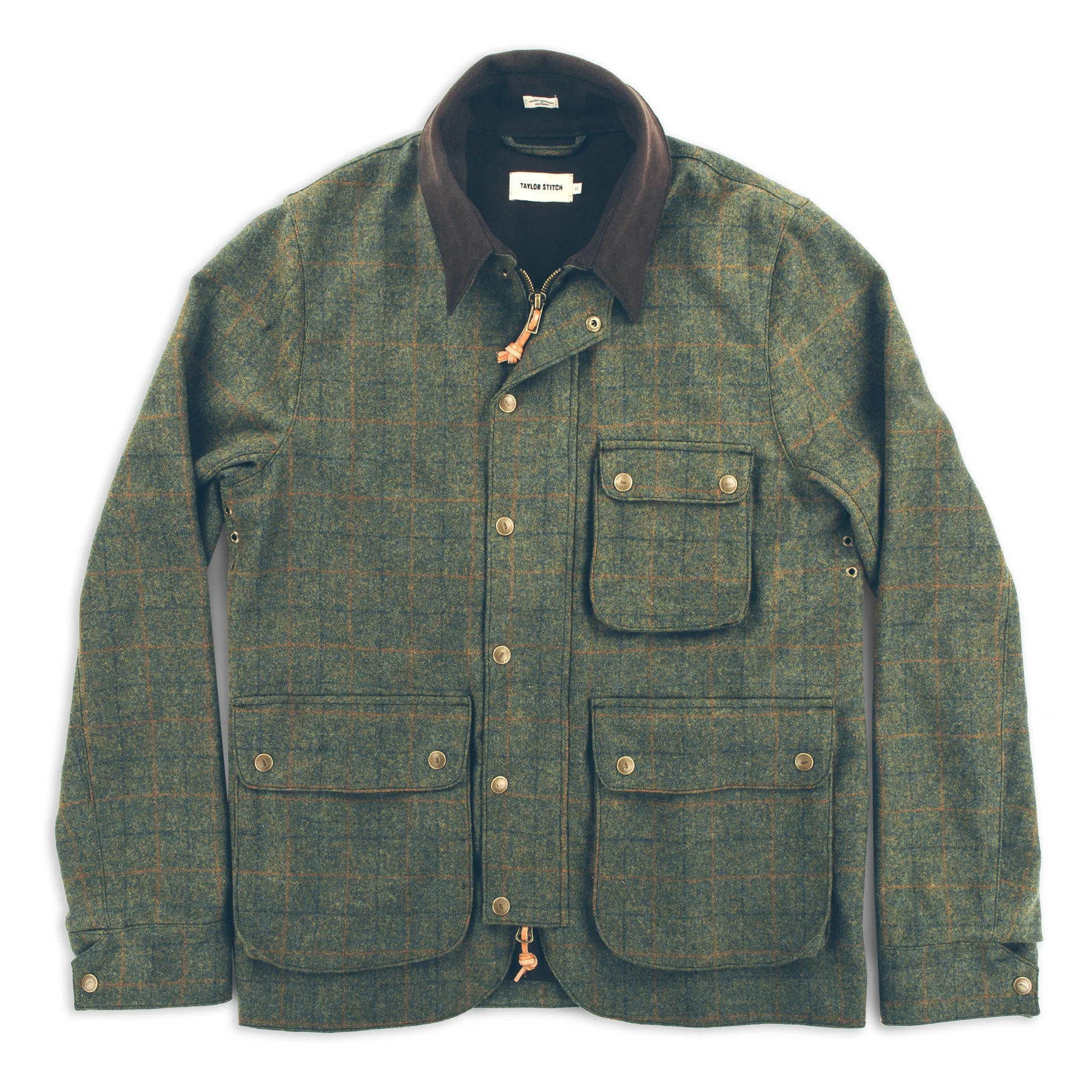 The Rover Jacket in Olive Plaid Waxed Wool