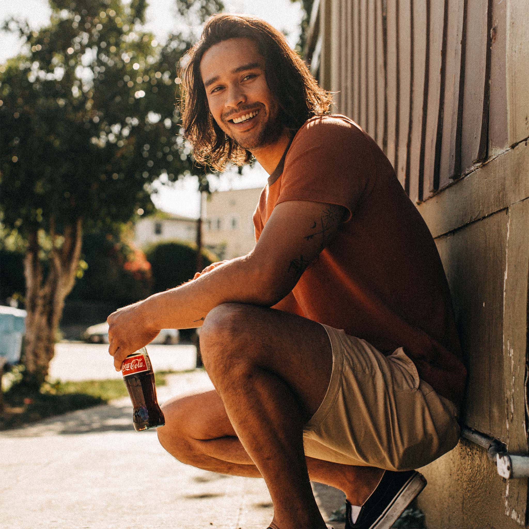 The Heavy Bag Tee in Dusty Rose Embroidered Stripe