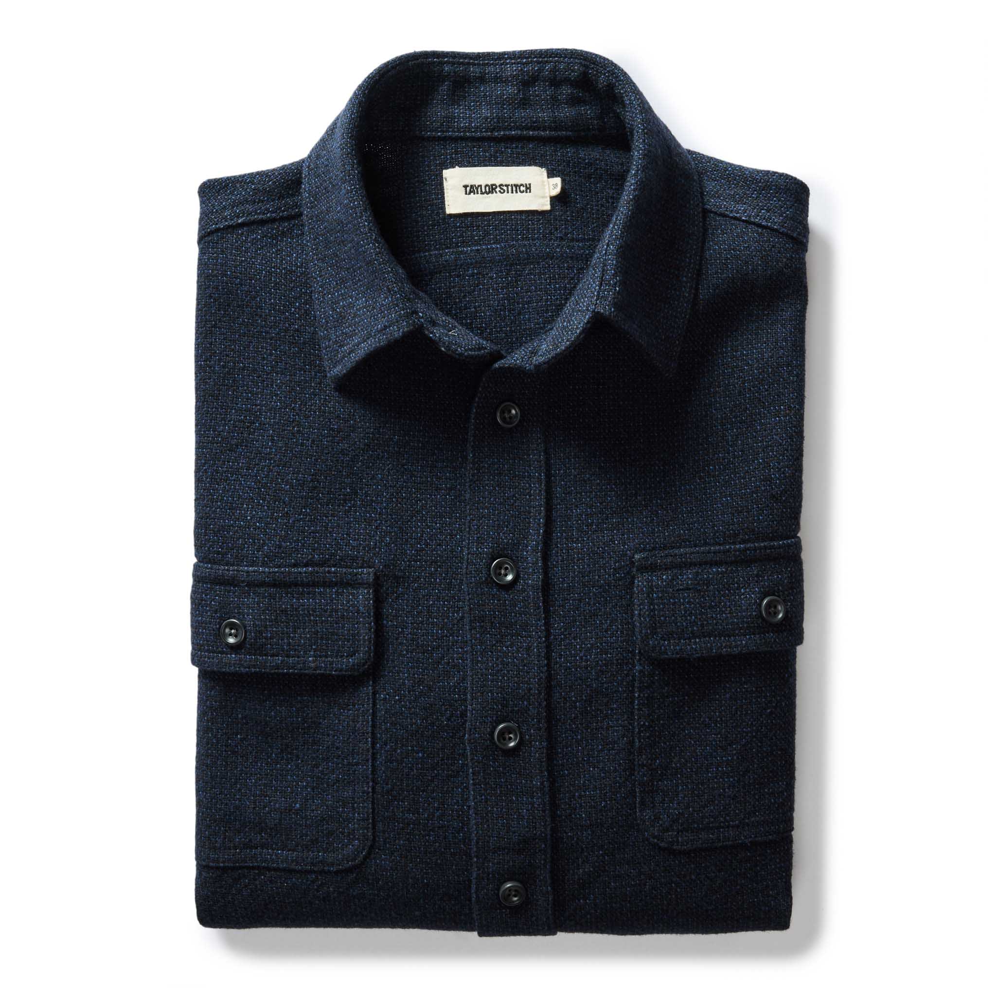 The Ledge Shirt in Dark Navy Linen Tweed