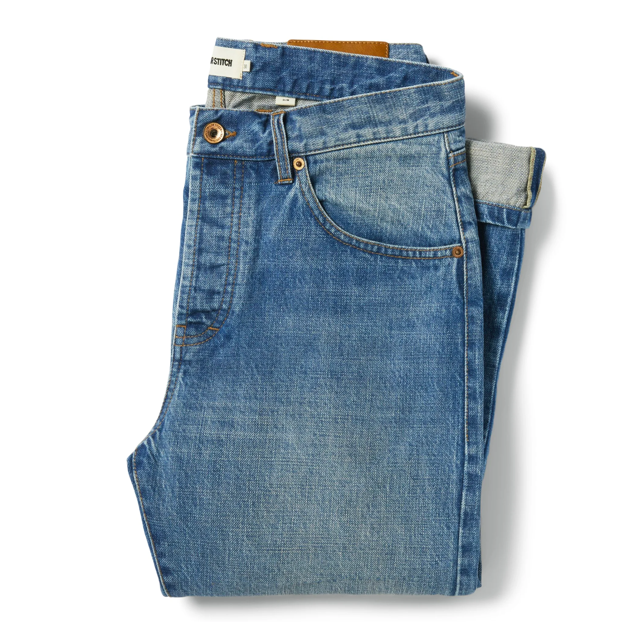 The Slim Jean in Patch Wash Selvage