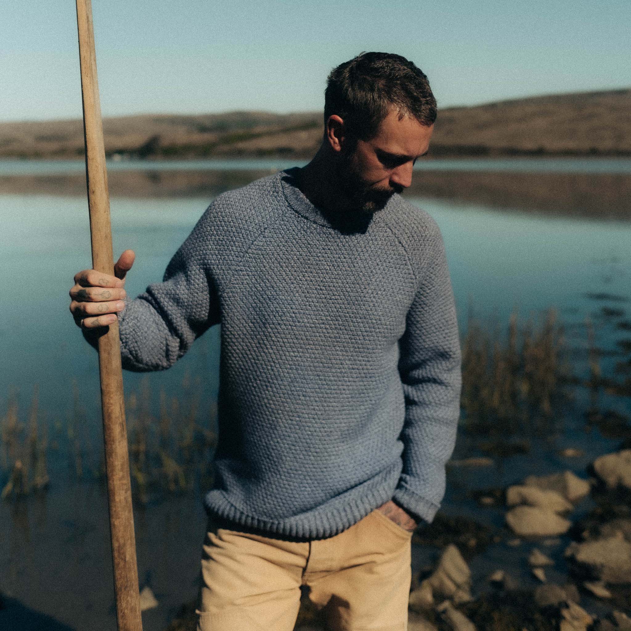 The Fisherman Sweater in Blue Melange
