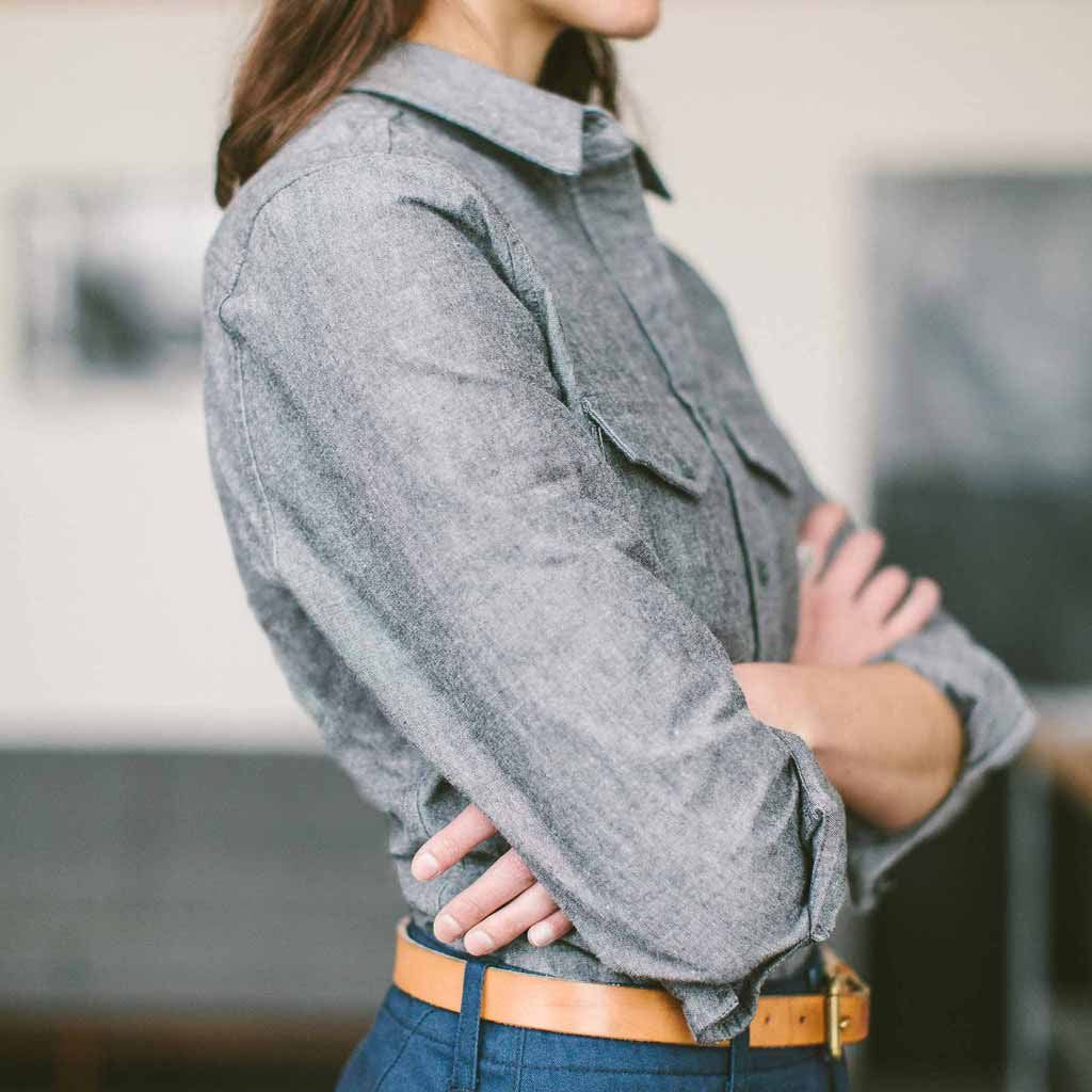 The Studio Shirt in Charcoal Everyday Chambray