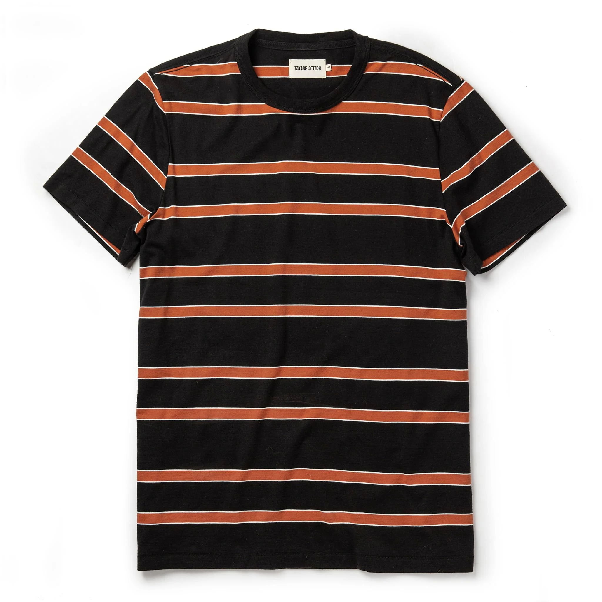 The Organic Cotton Tee in Coal and Rust Stripe