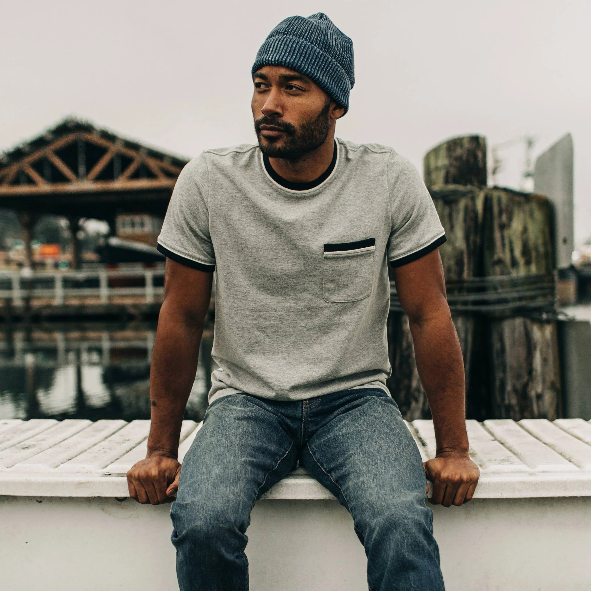 The Heavy Bag Ringer Tee in Aluminum