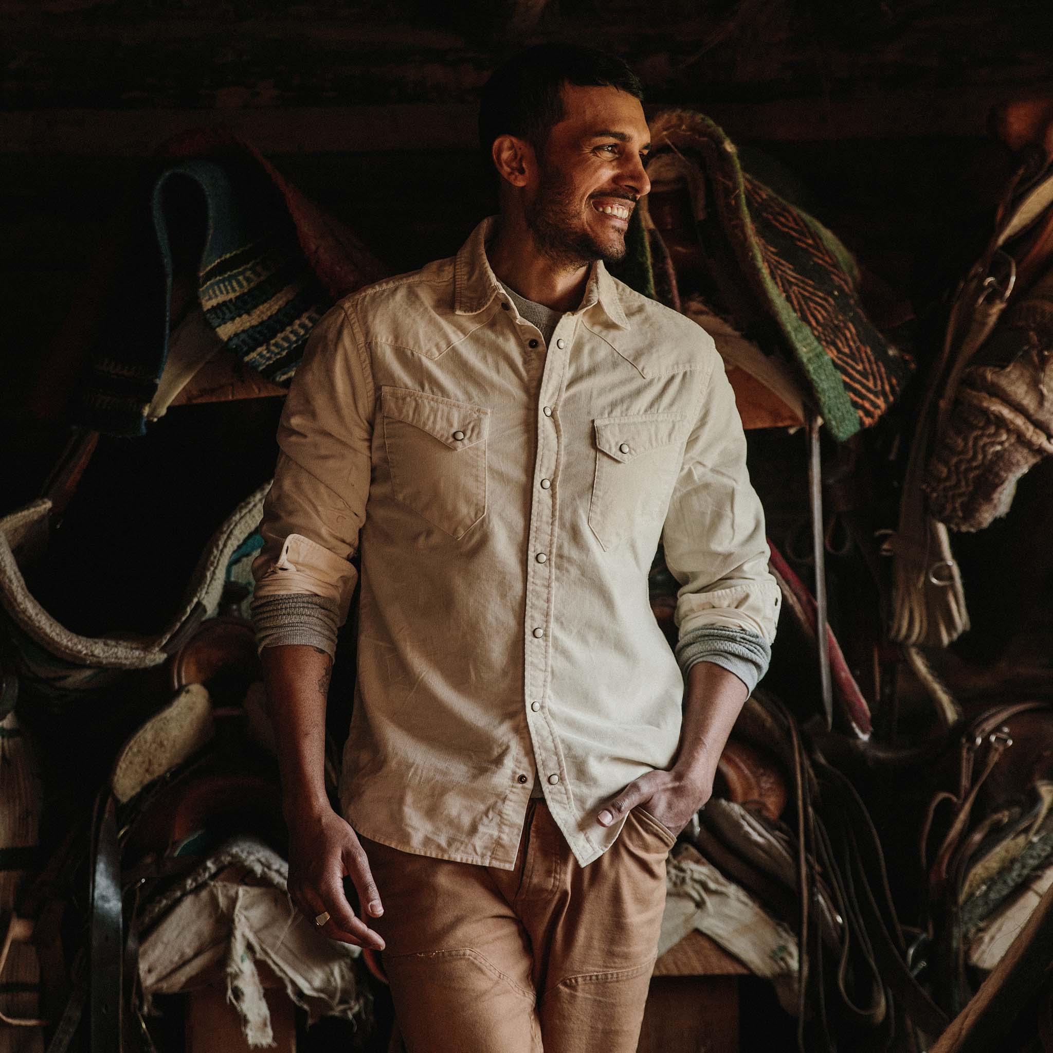 The Western Shirt in Natural Pincord
