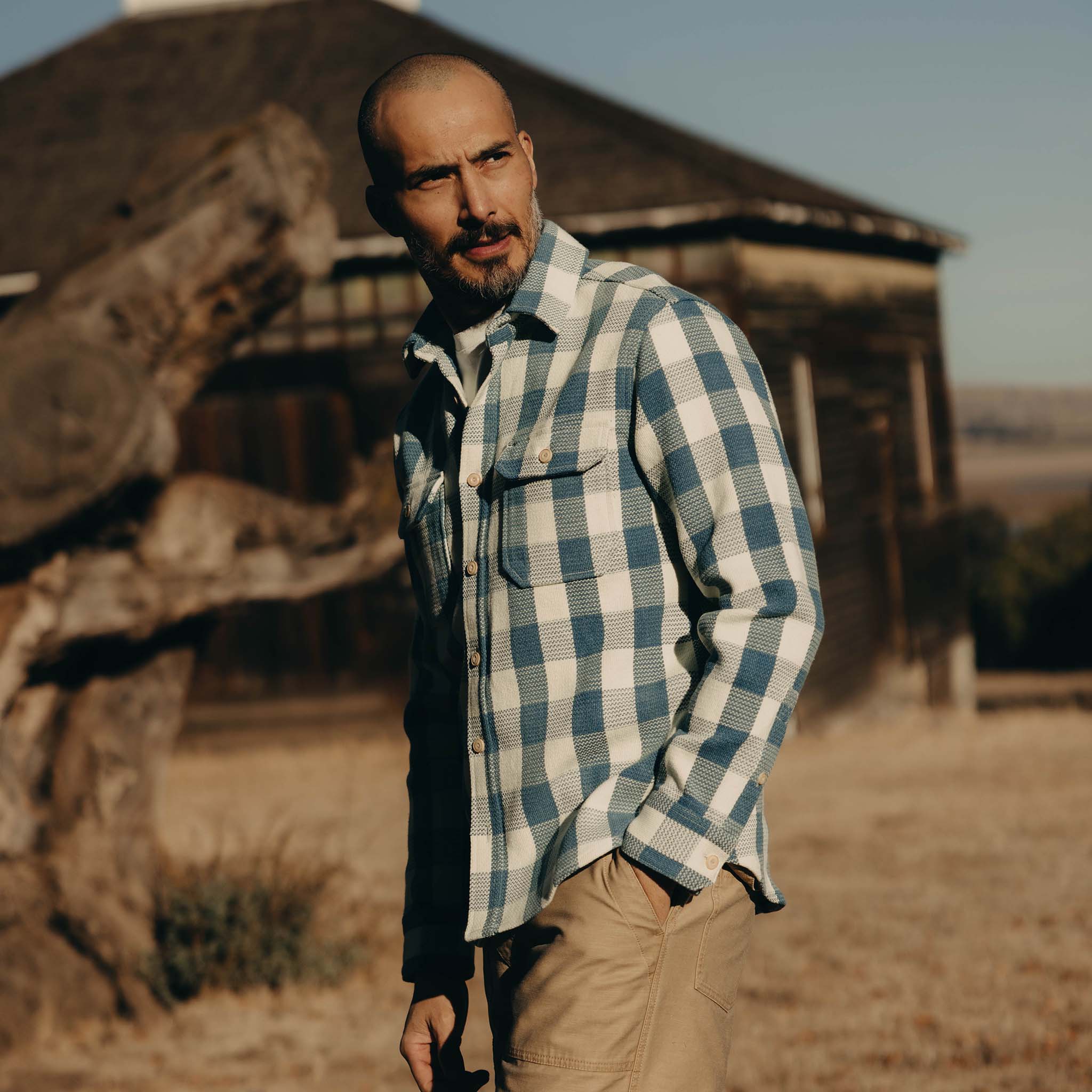 The Division Shirt in Washed Indigo Check