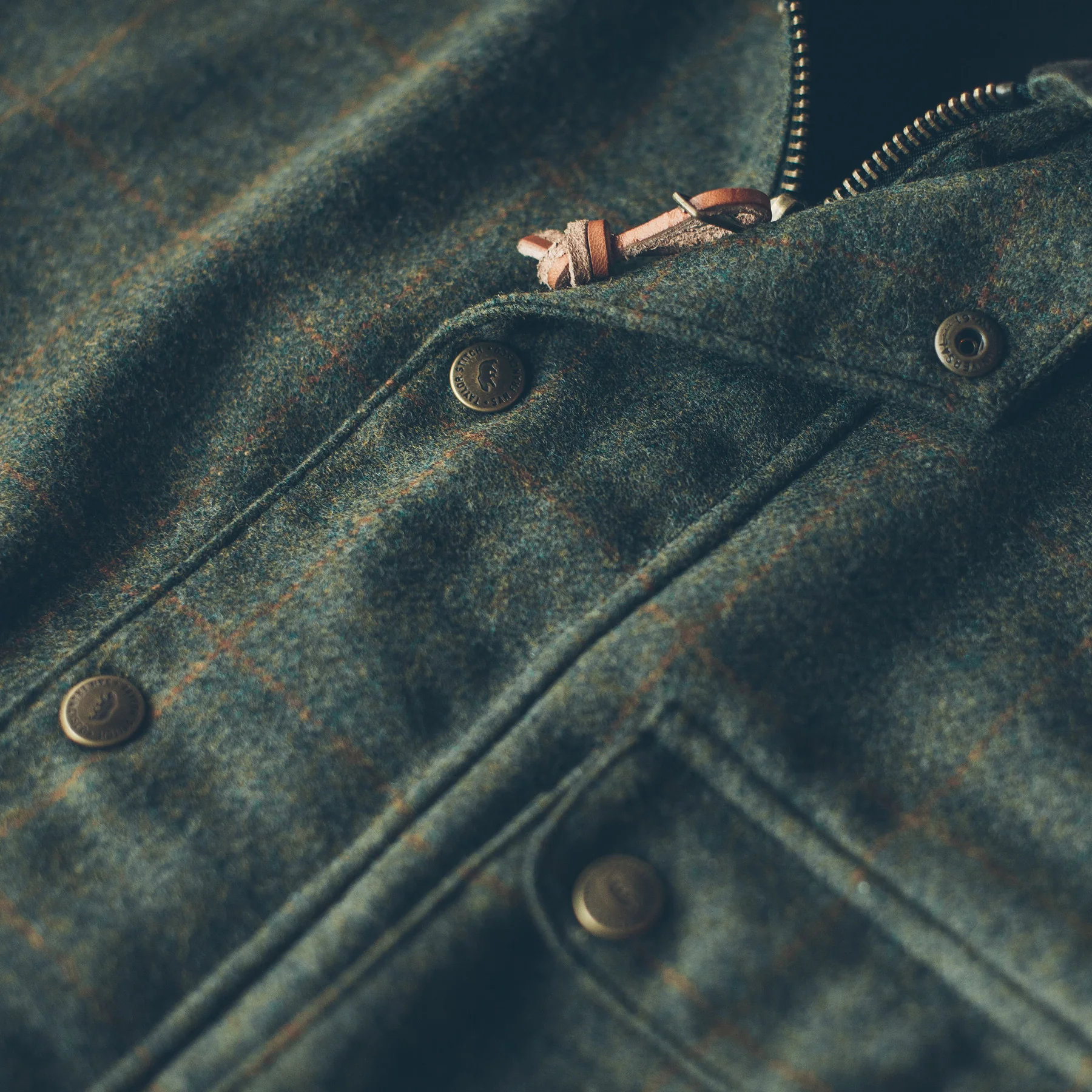 The Rover Jacket in Olive Plaid Waxed Wool