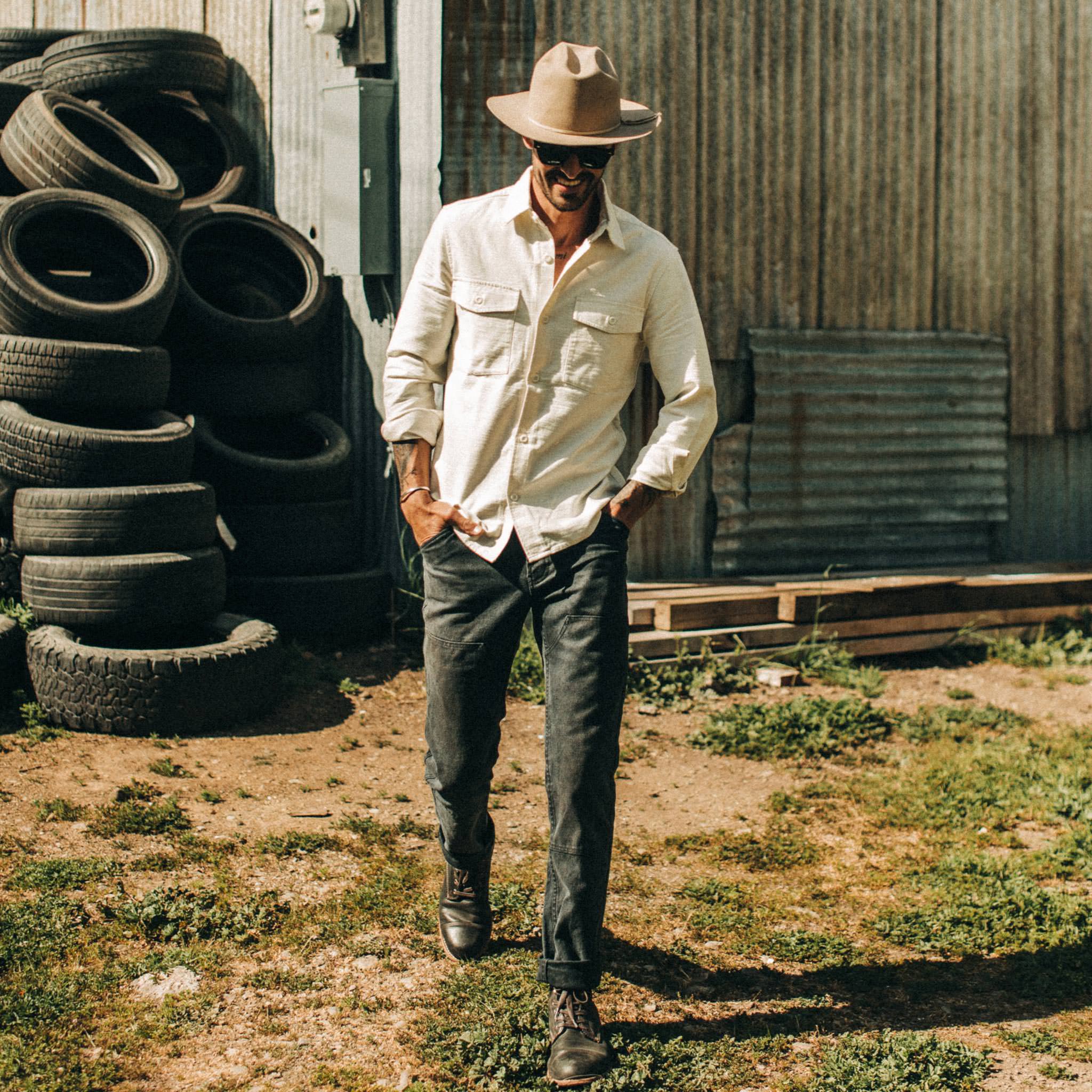 The Point Shirt in Natural Reverse Sateen