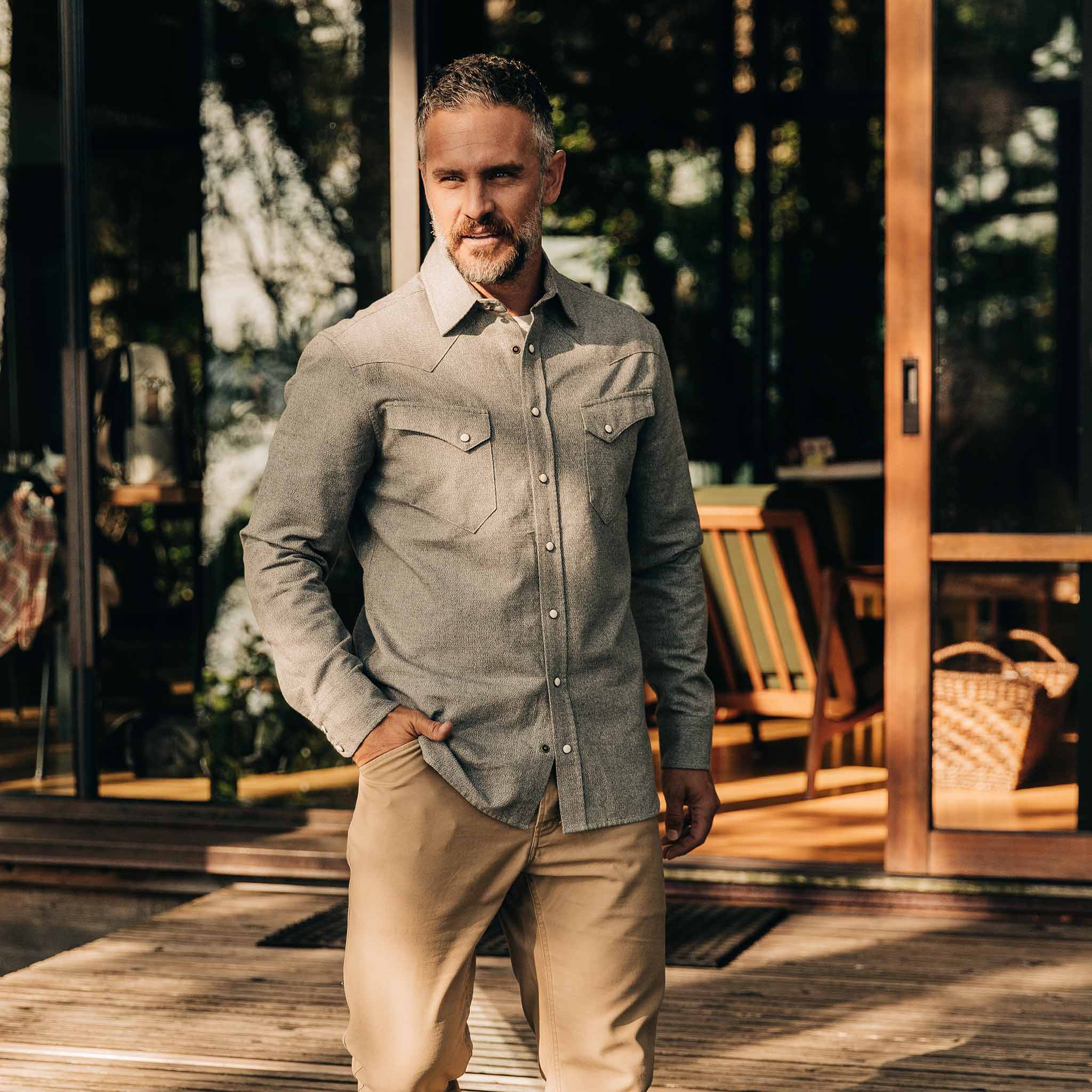 The Western Shirt in Olive Melange