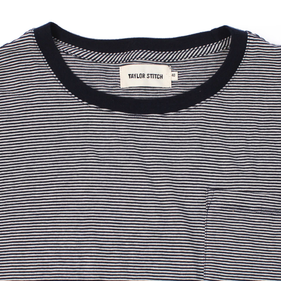 The Crewneck Pocket Tee in Sausalito Stripe