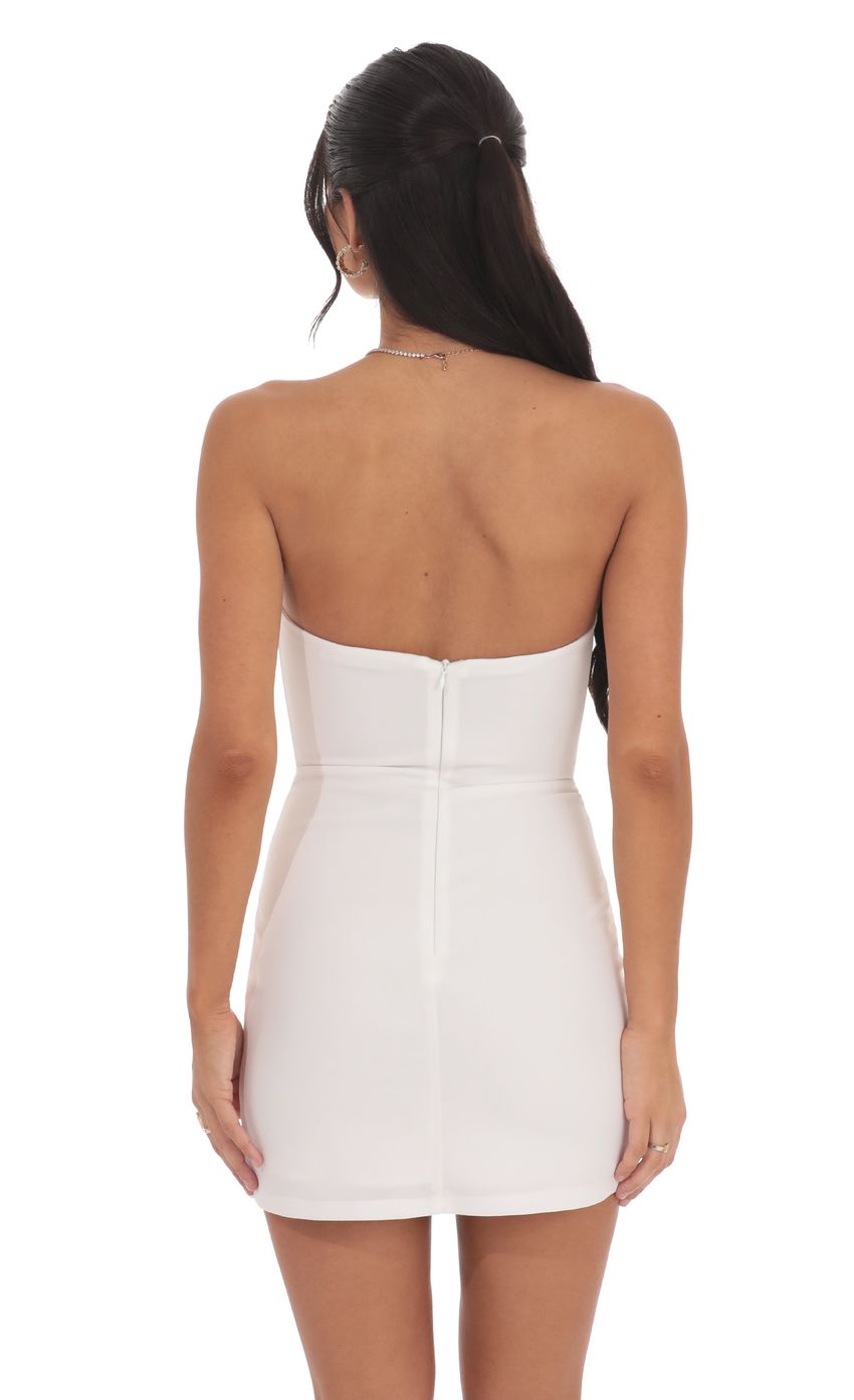 Front Bow Strapless Dress in White