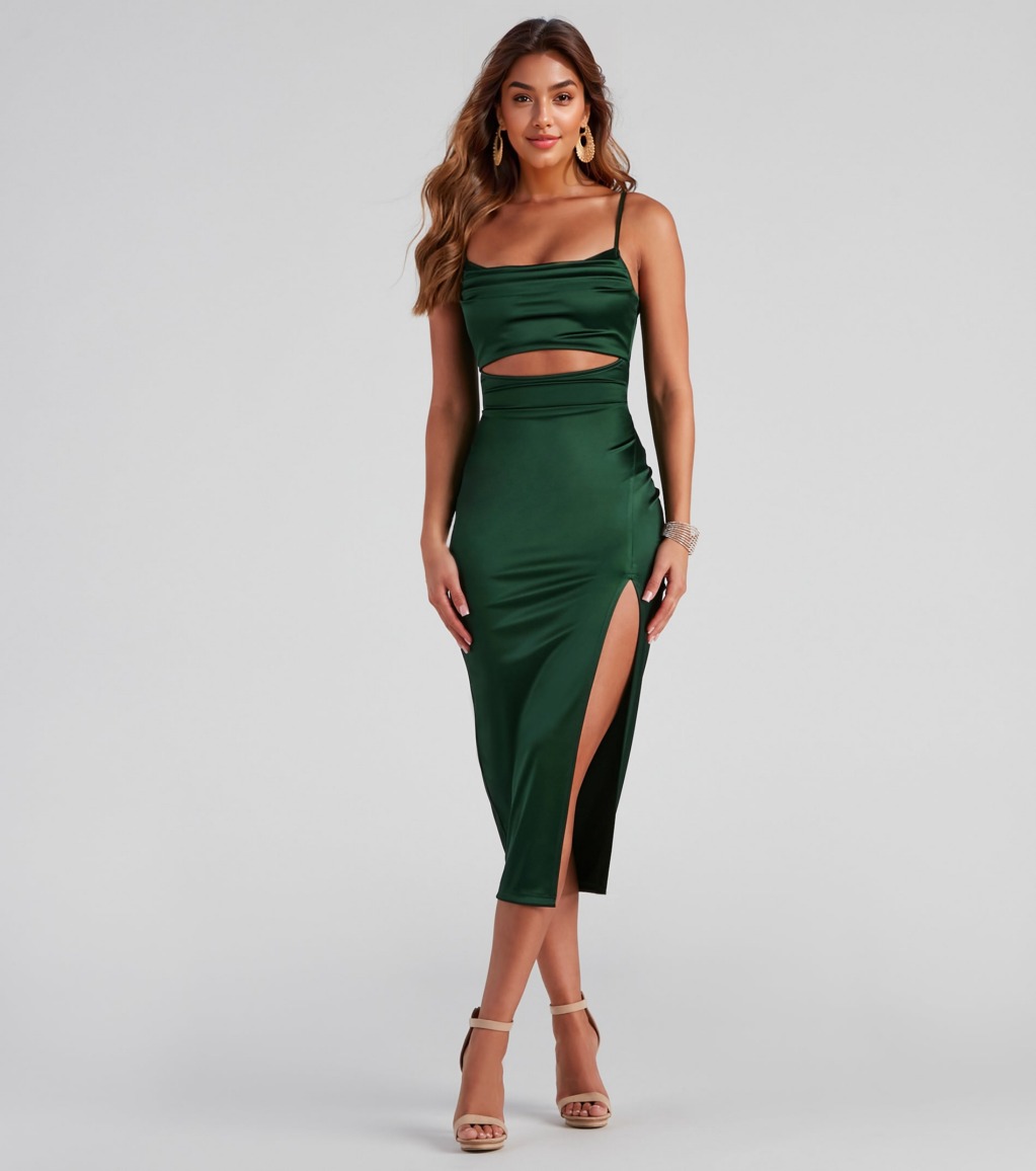 Seona Formal Satin Midi Dress