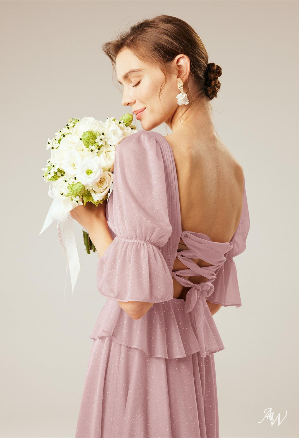 A-line Glitter Mesh Dresses