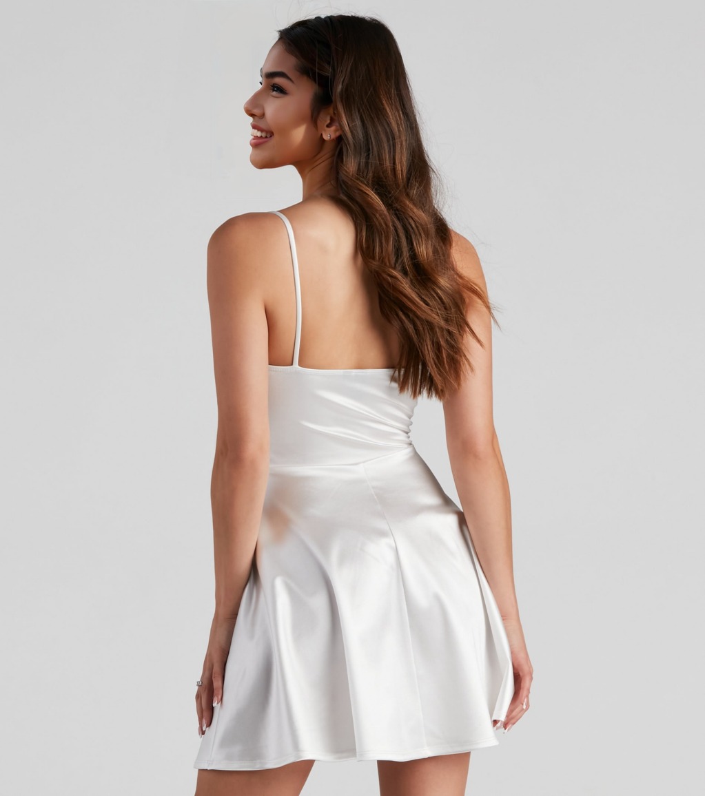 Silky Chic Satin Skater Dress