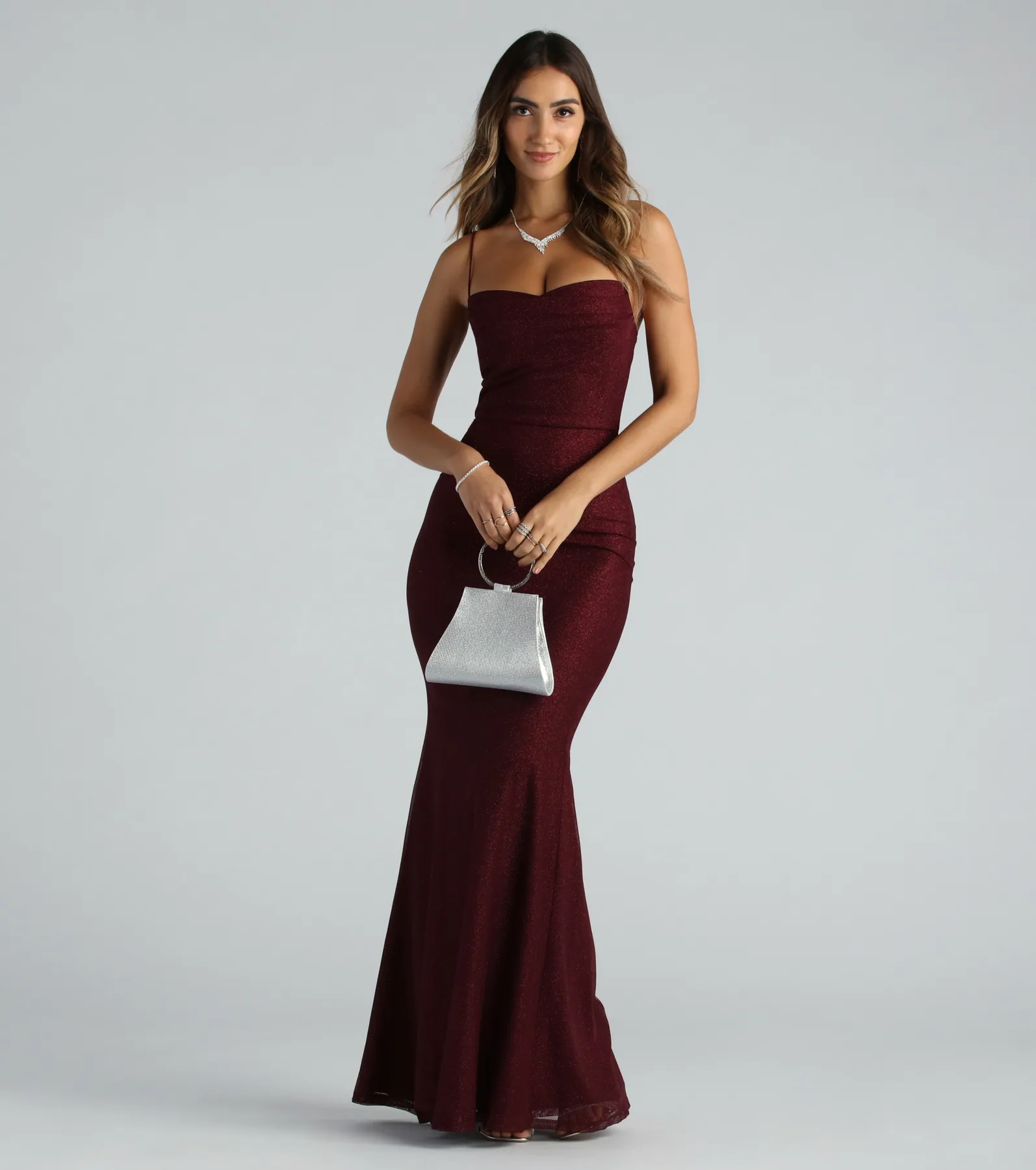 Addison Glitter Mesh Formal Dress