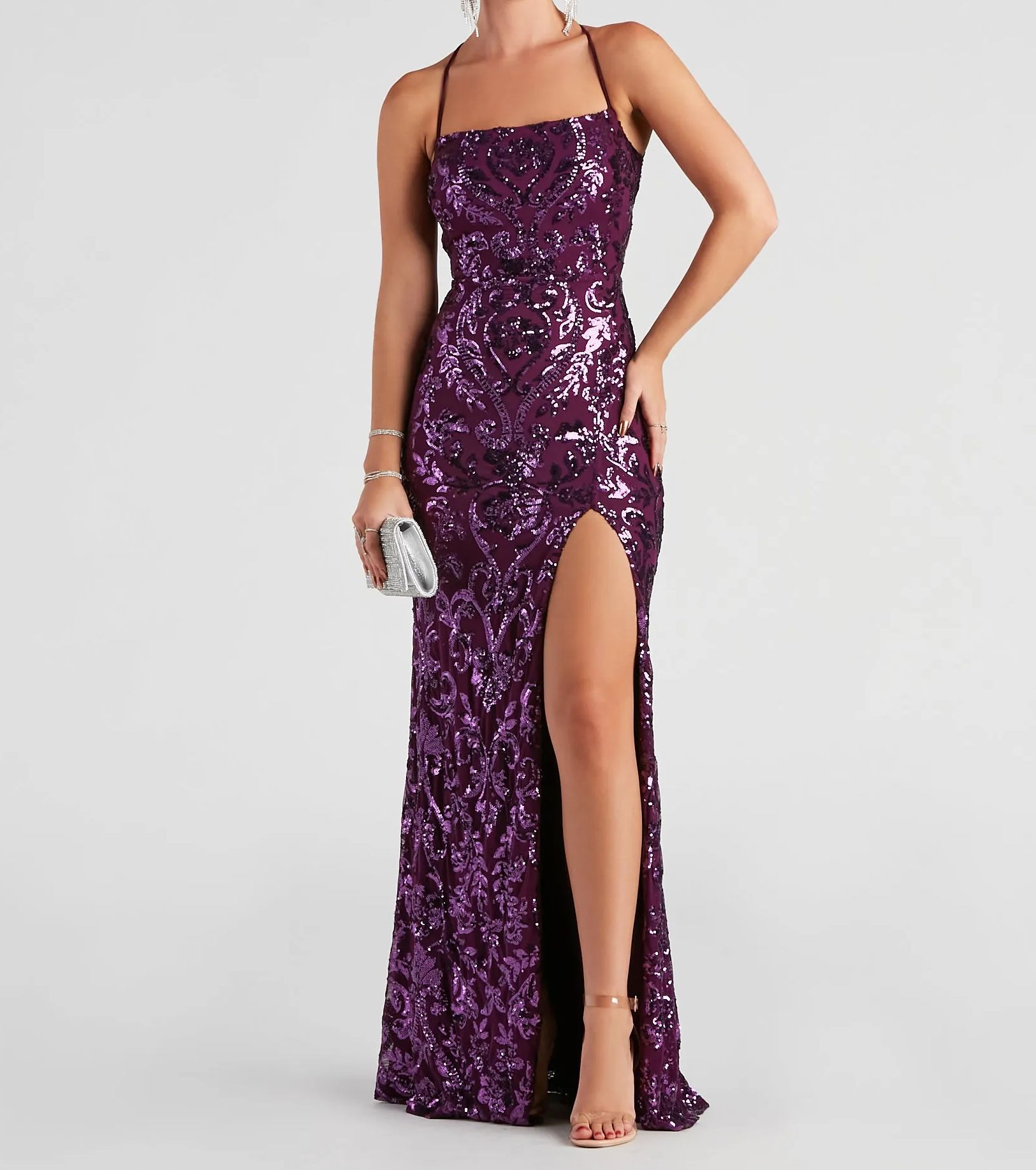 Lana Sequin Mesh Formal Dress
