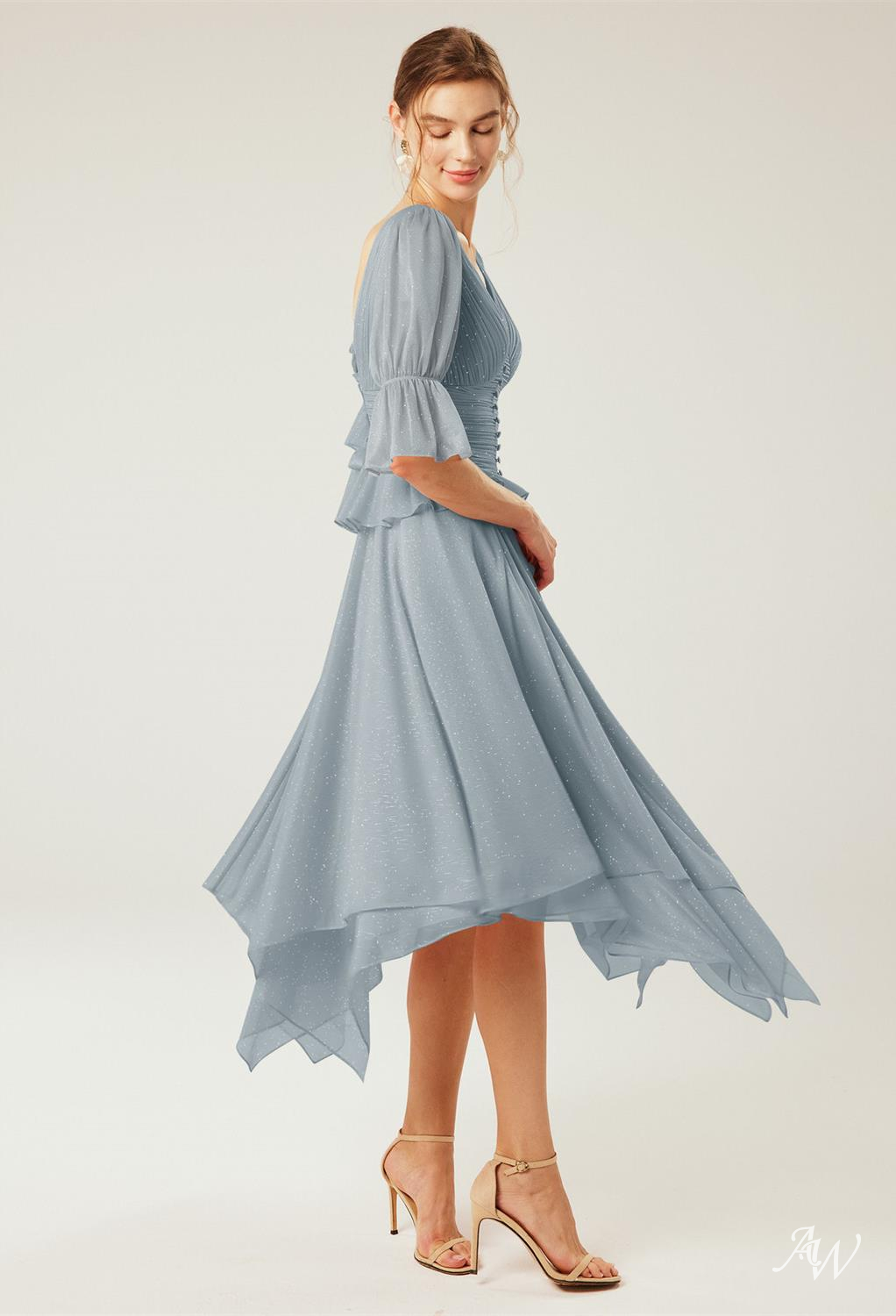 A-line Glitter Mesh Dresses