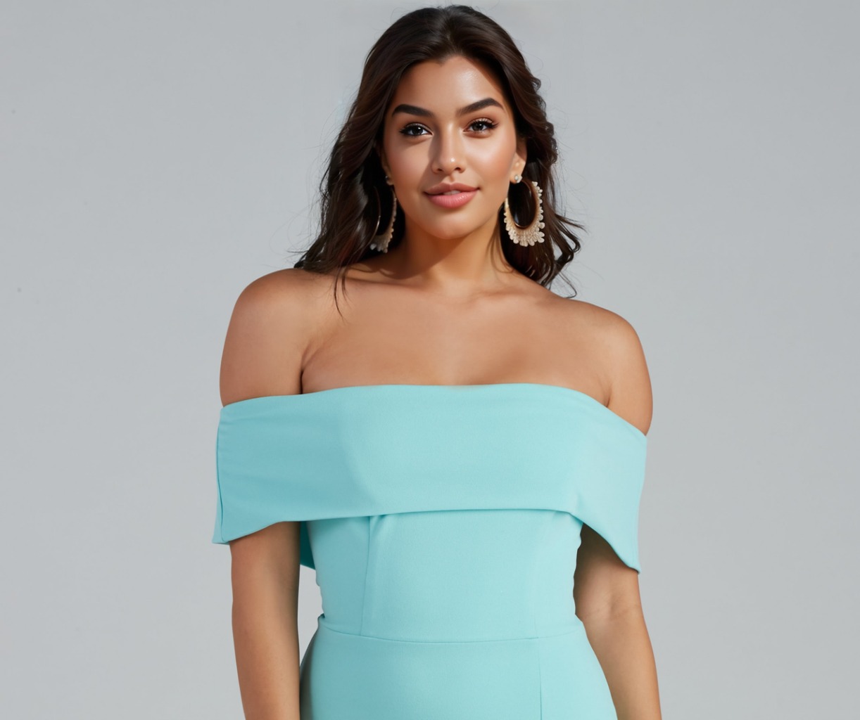 Coralie Off Shoulder Front Slit Dress