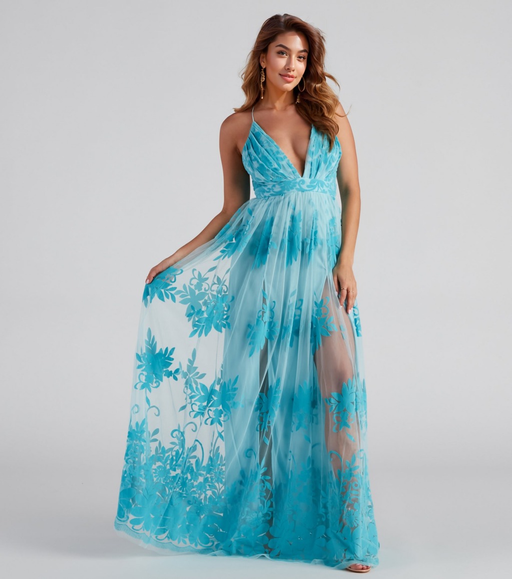 Morgan Formal Flocked Velvet Dress