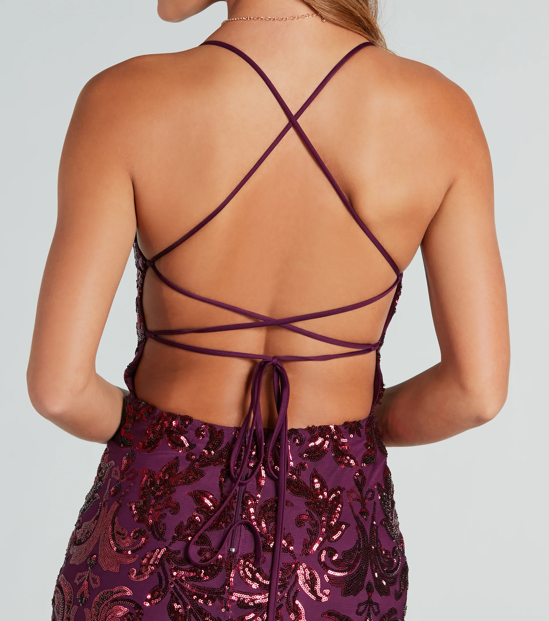 Taisia Formal Sequin Scroll Dress