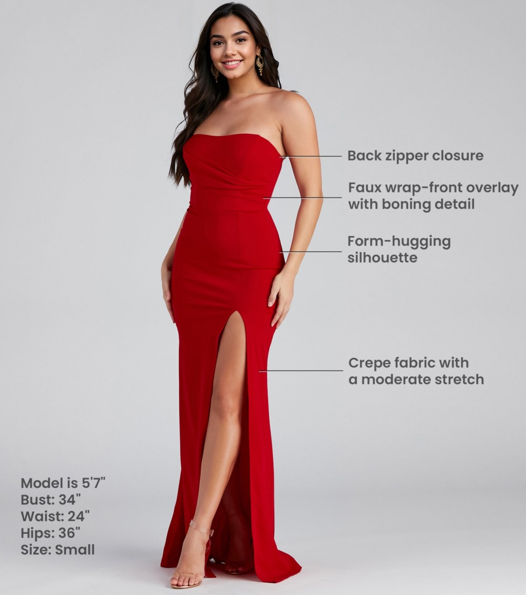 Kaia Strapless High Slit Formal Dress