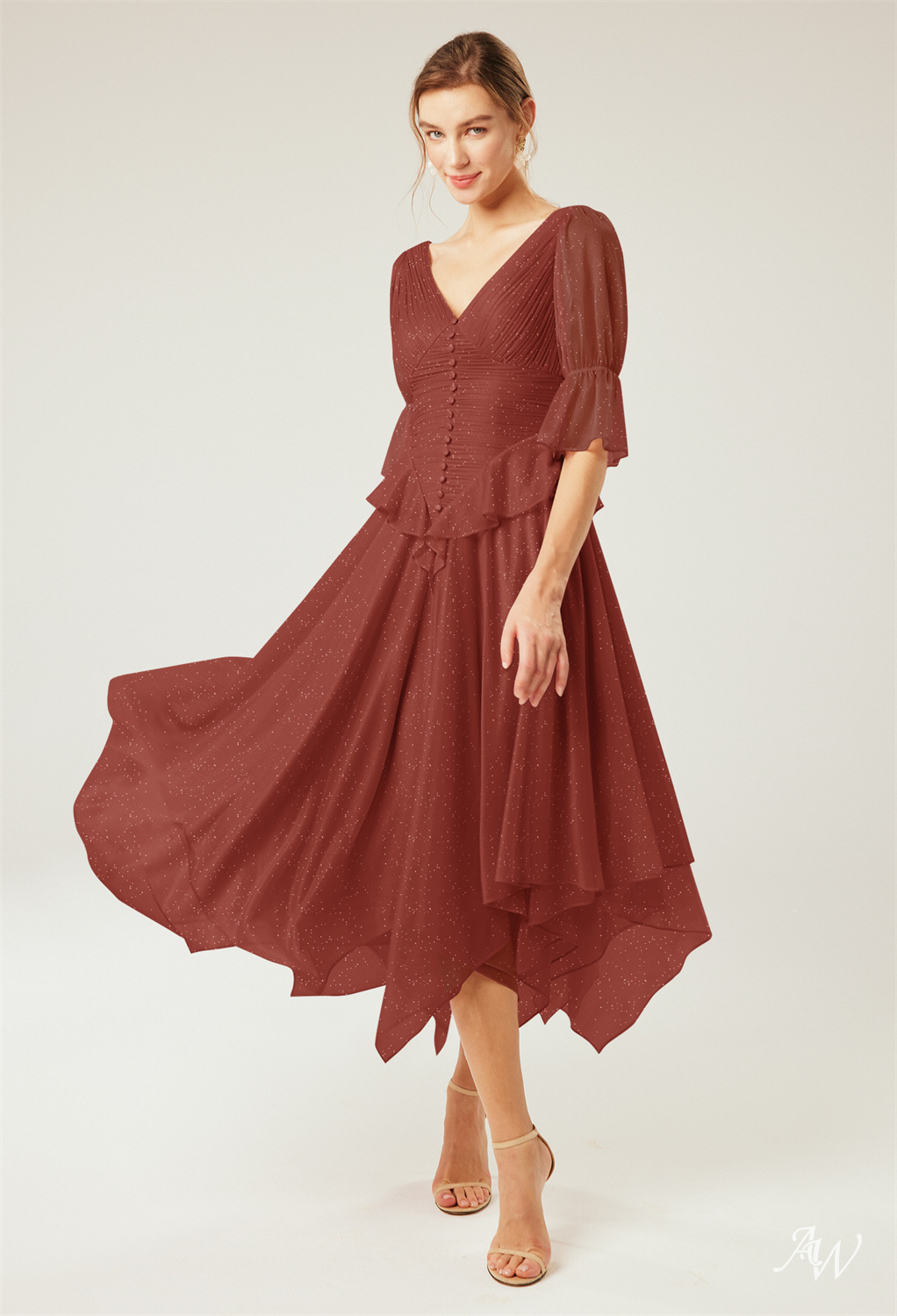 A-line Glitter Mesh Dresses