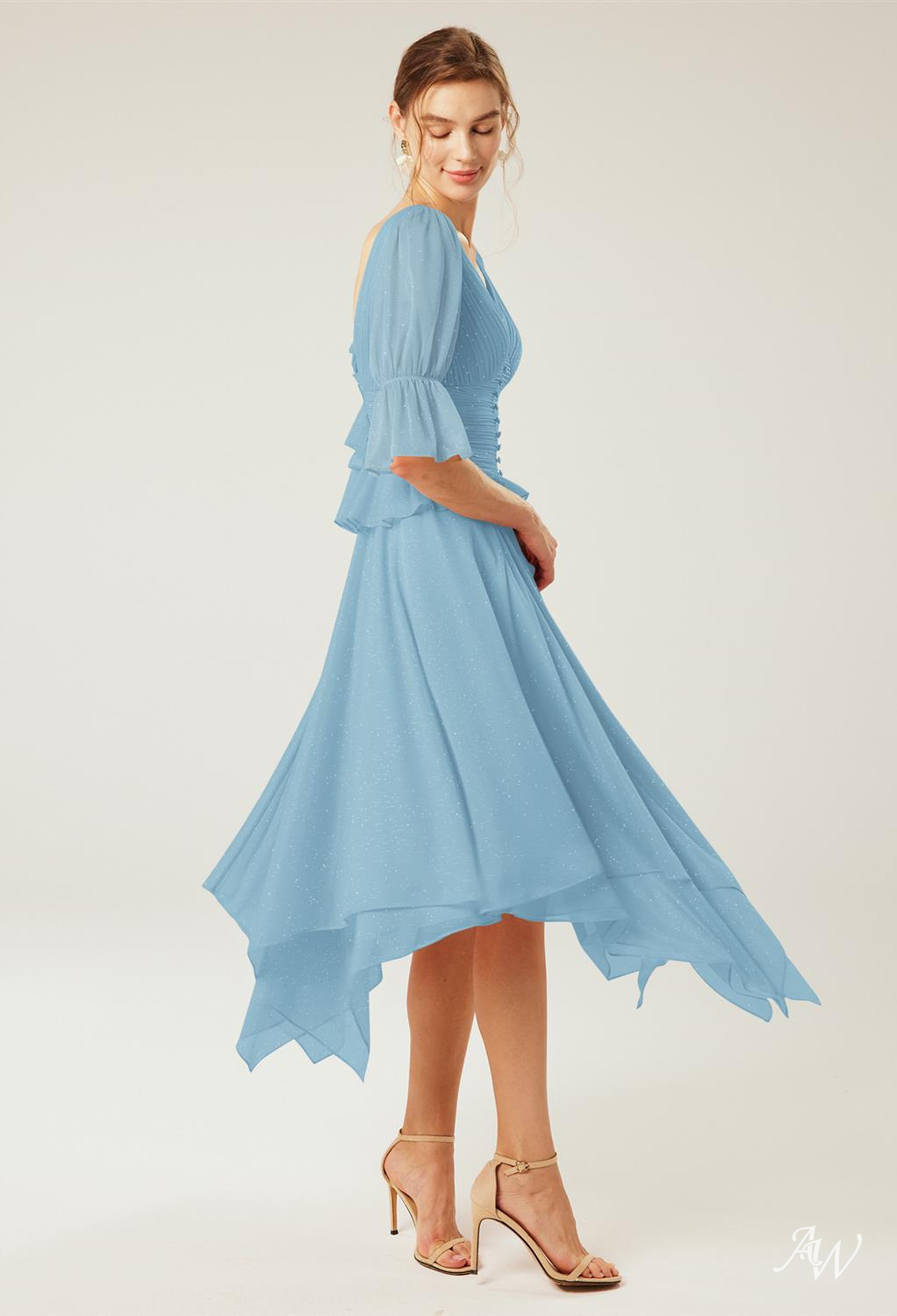 A-line Glitter Mesh Dresses