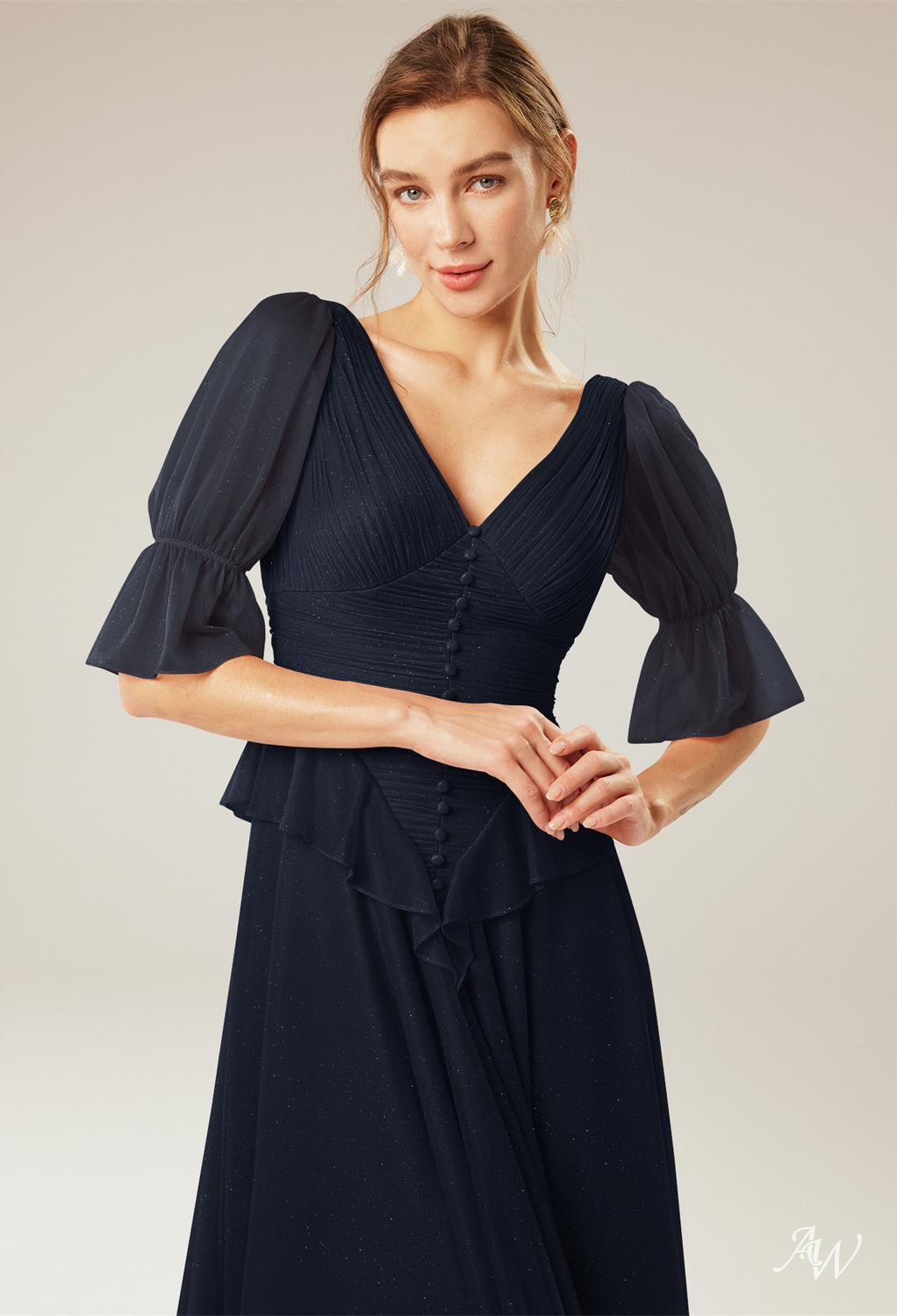 A-line Glitter Mesh Dresses