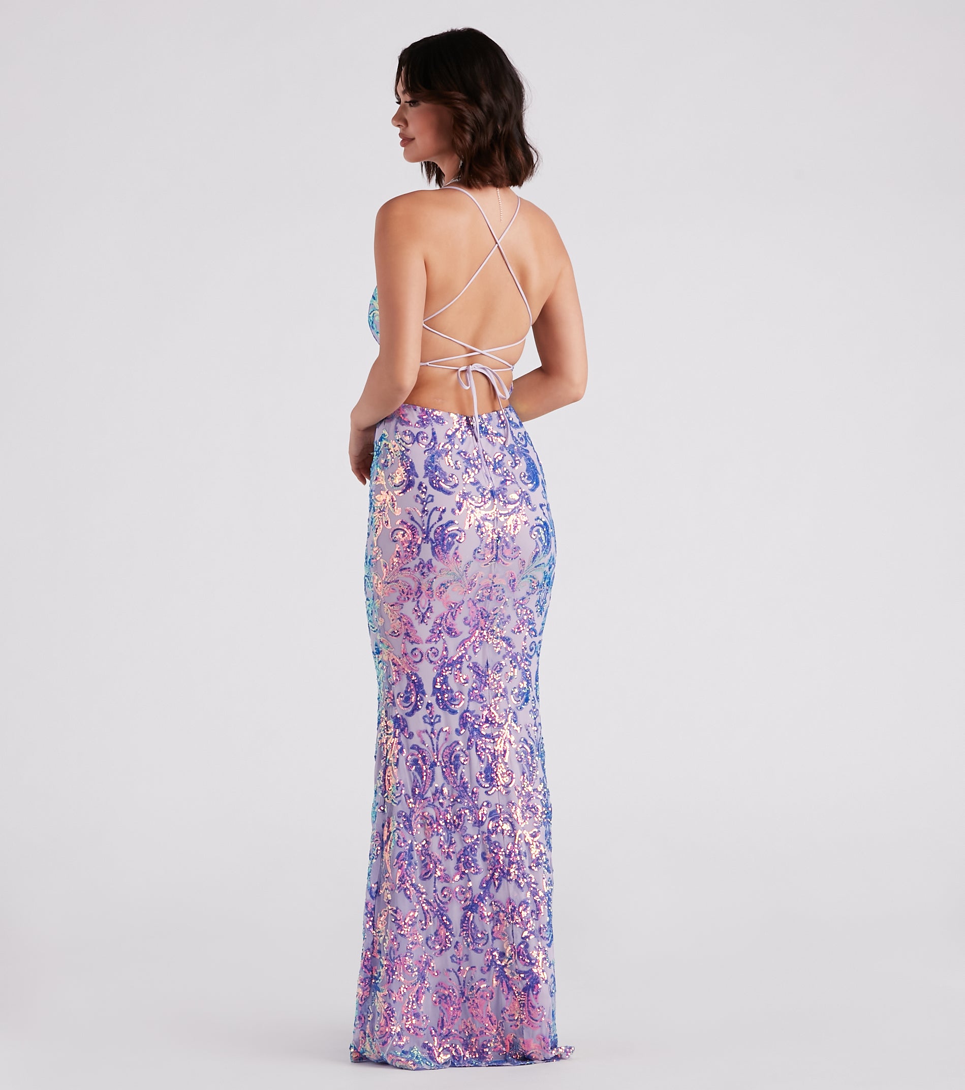 Taisia Formal Sequin Scroll Dress