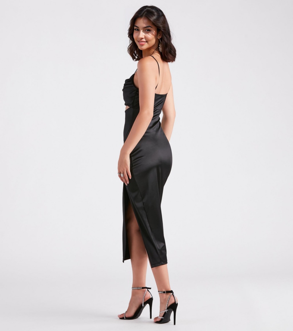 Seona Formal Satin Midi Dress