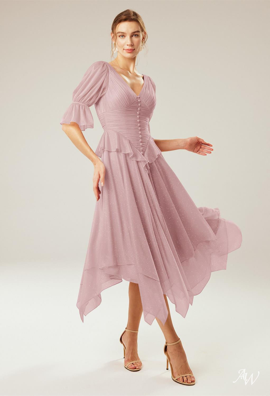 A-line Glitter Mesh Dresses