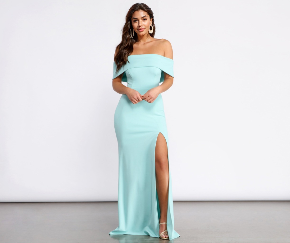 Coralie Off Shoulder Front Slit Dress