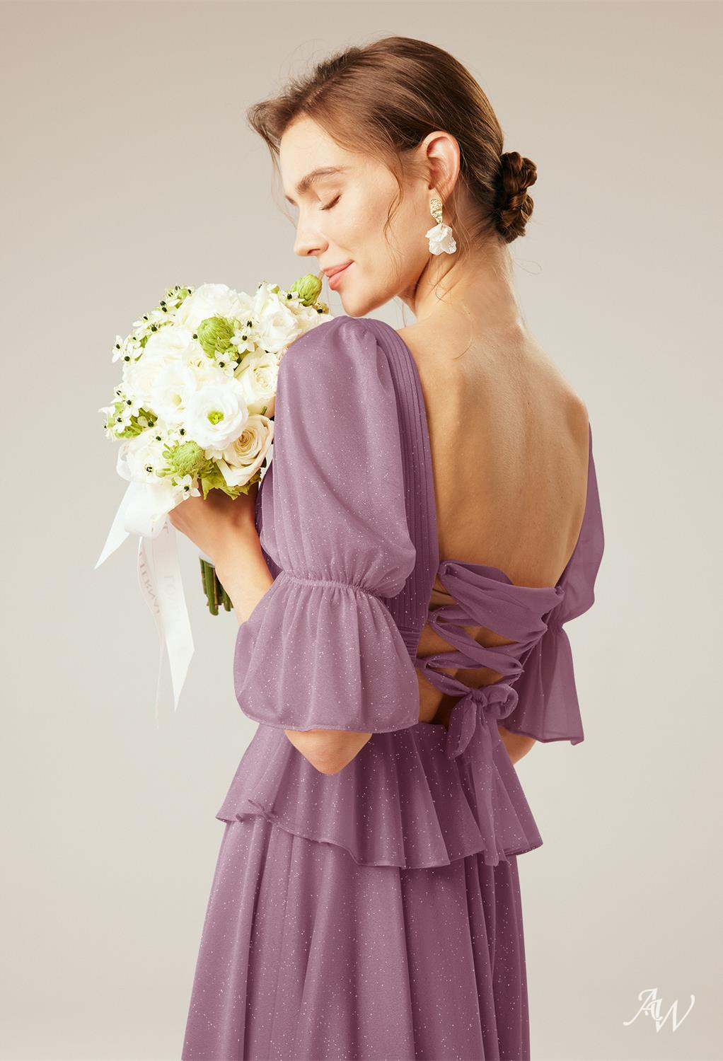 A-line Glitter Mesh Dresses