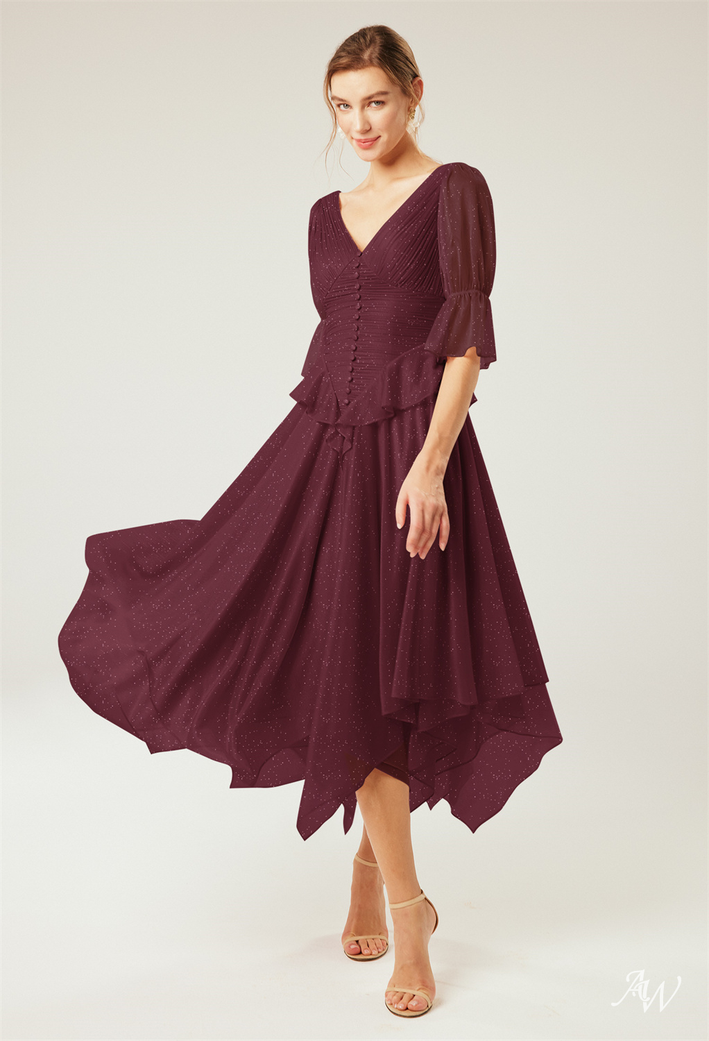 A-line Glitter Mesh Dresses