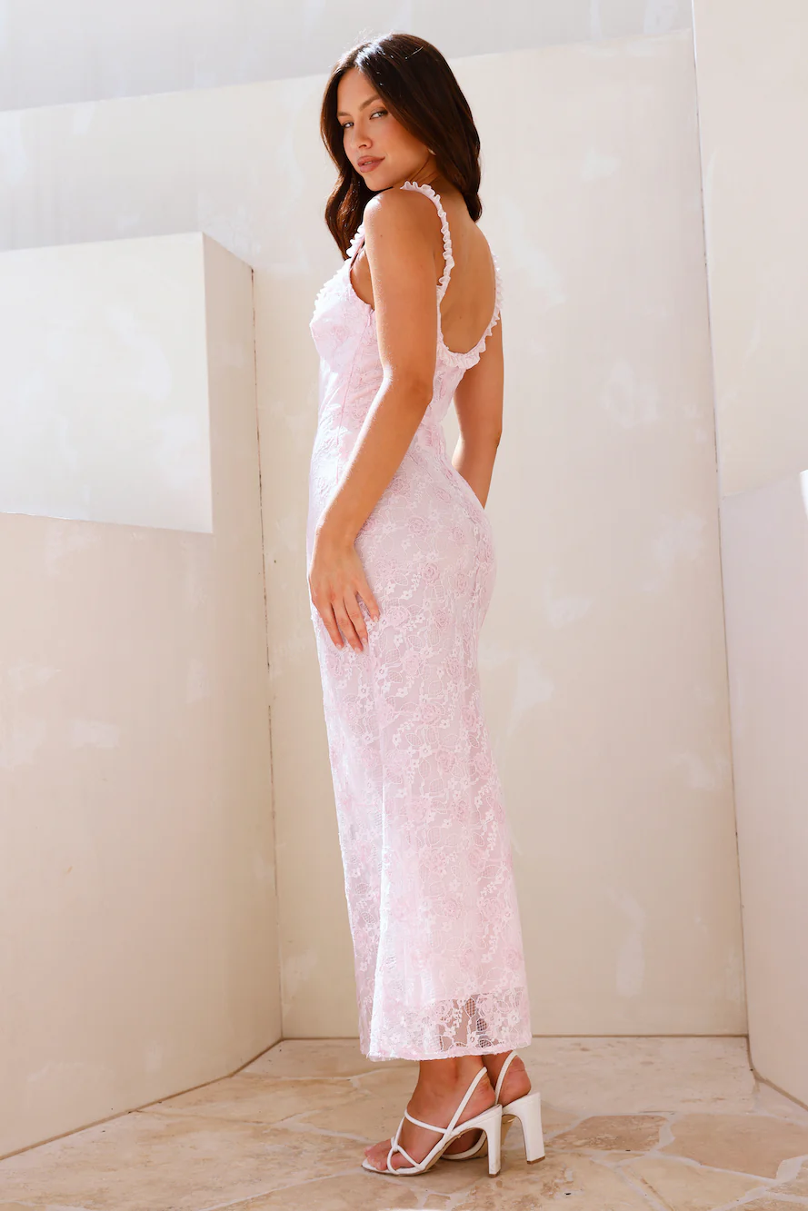 Valentine's Day Glitz Diamond Midi Dress Pink