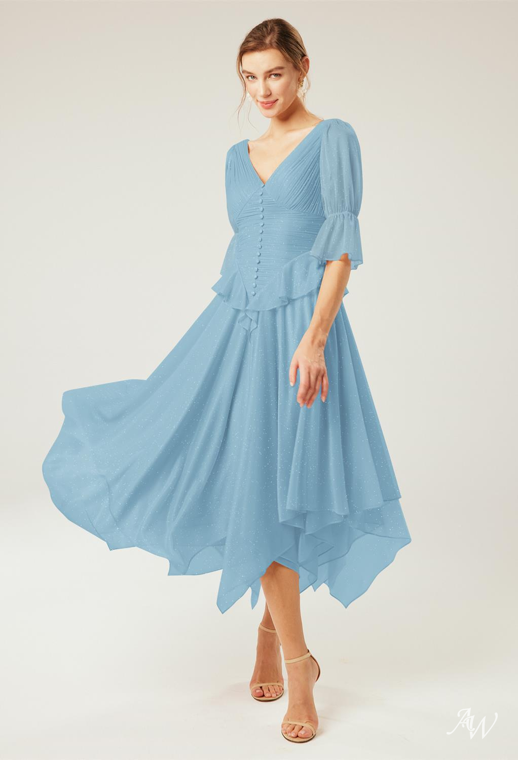 A-line Glitter Mesh Dresses